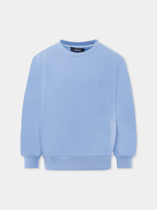 Felpa celeste con '90s vintage logo per bambino,Versace,1018577 1A13182 2V300