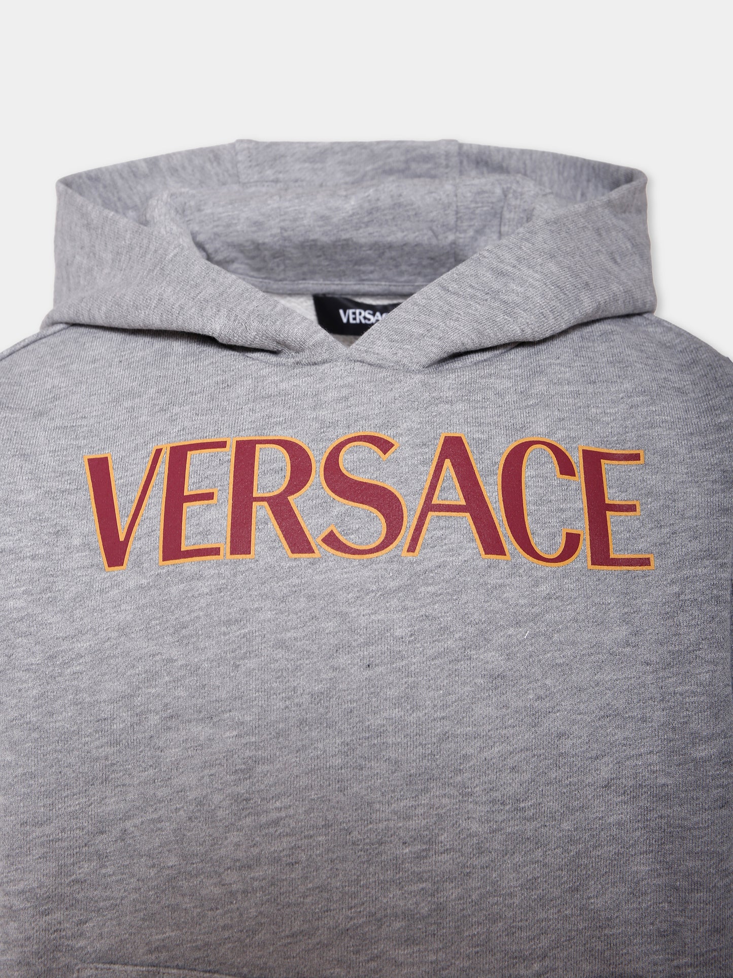 Felpa grigia per bambini con logo,Versace,1020644 1A14889 6E780