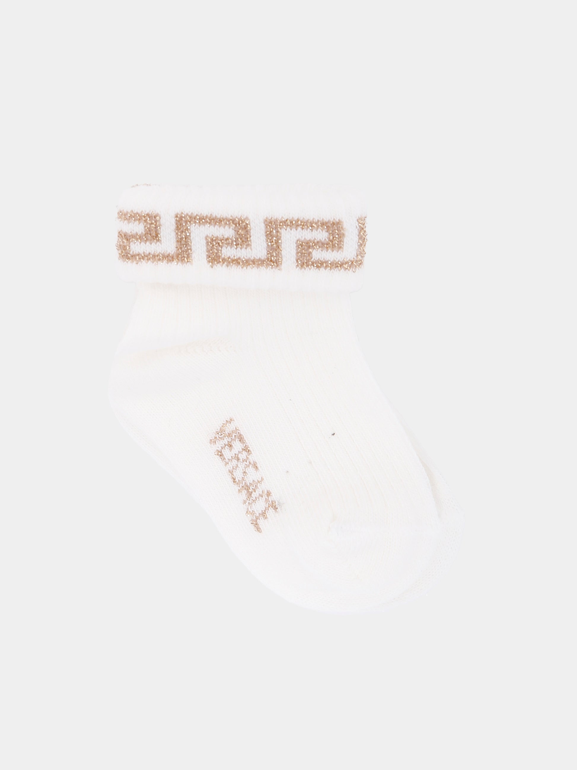 Set calzini multicolor per neonati con motivo Greca,Versace,1020945 1A15238 6WH70