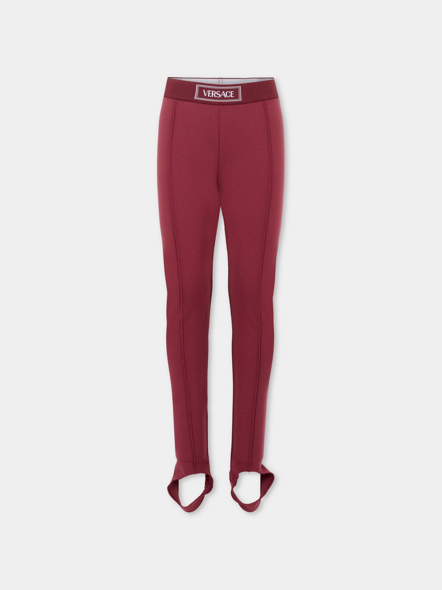 Leggings bordeaux per bambina con '90 Vintage Logo,Versace,1018201 1A00146 1RA70