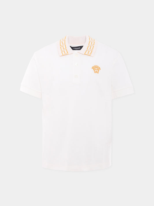 Polo avorio con Medusa per bambino,Versace,1018495 1A13012 2W110