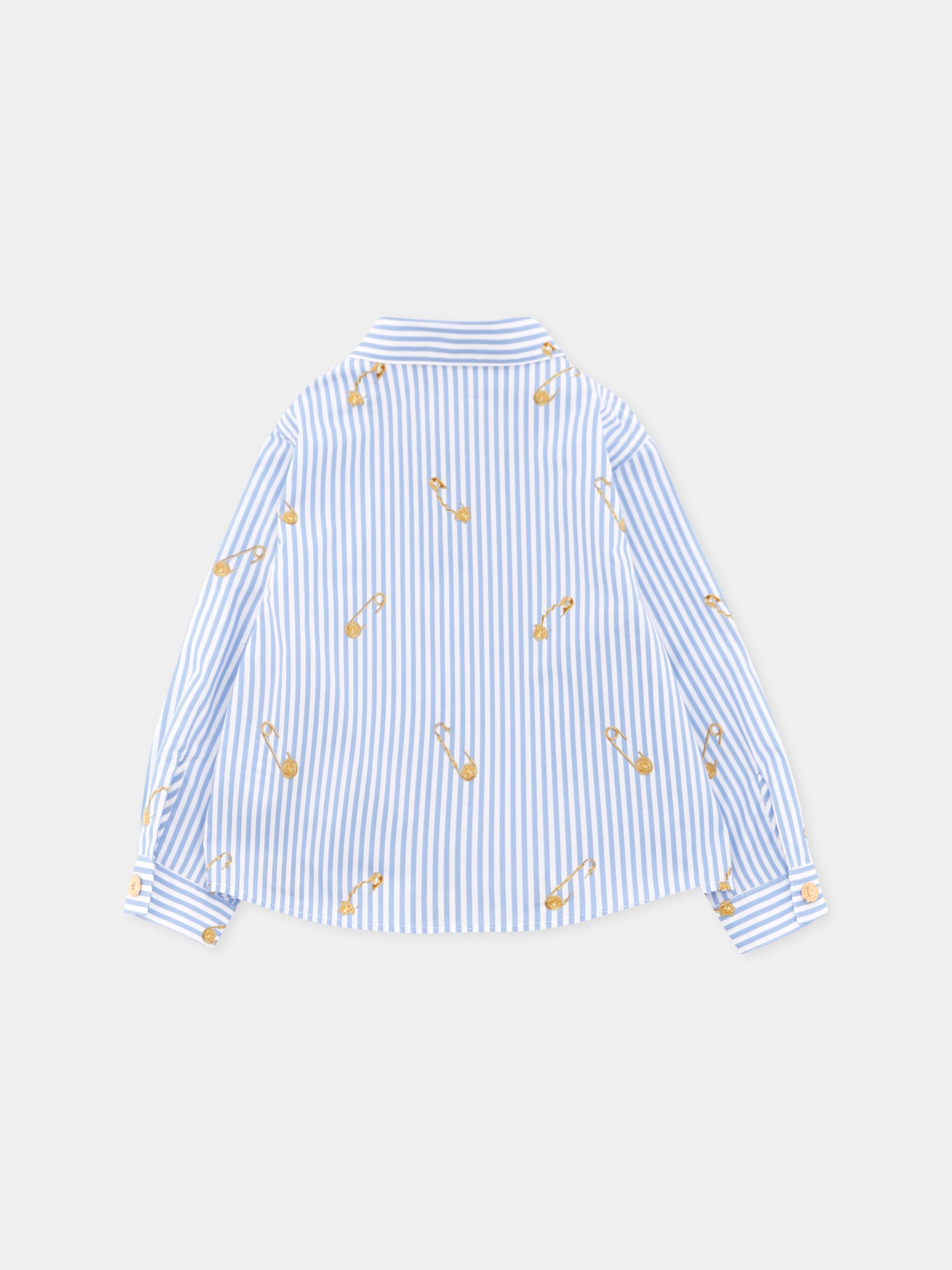 Camicia azzurra per neonato con spille,Versace,1018643 1A14827 5UE60