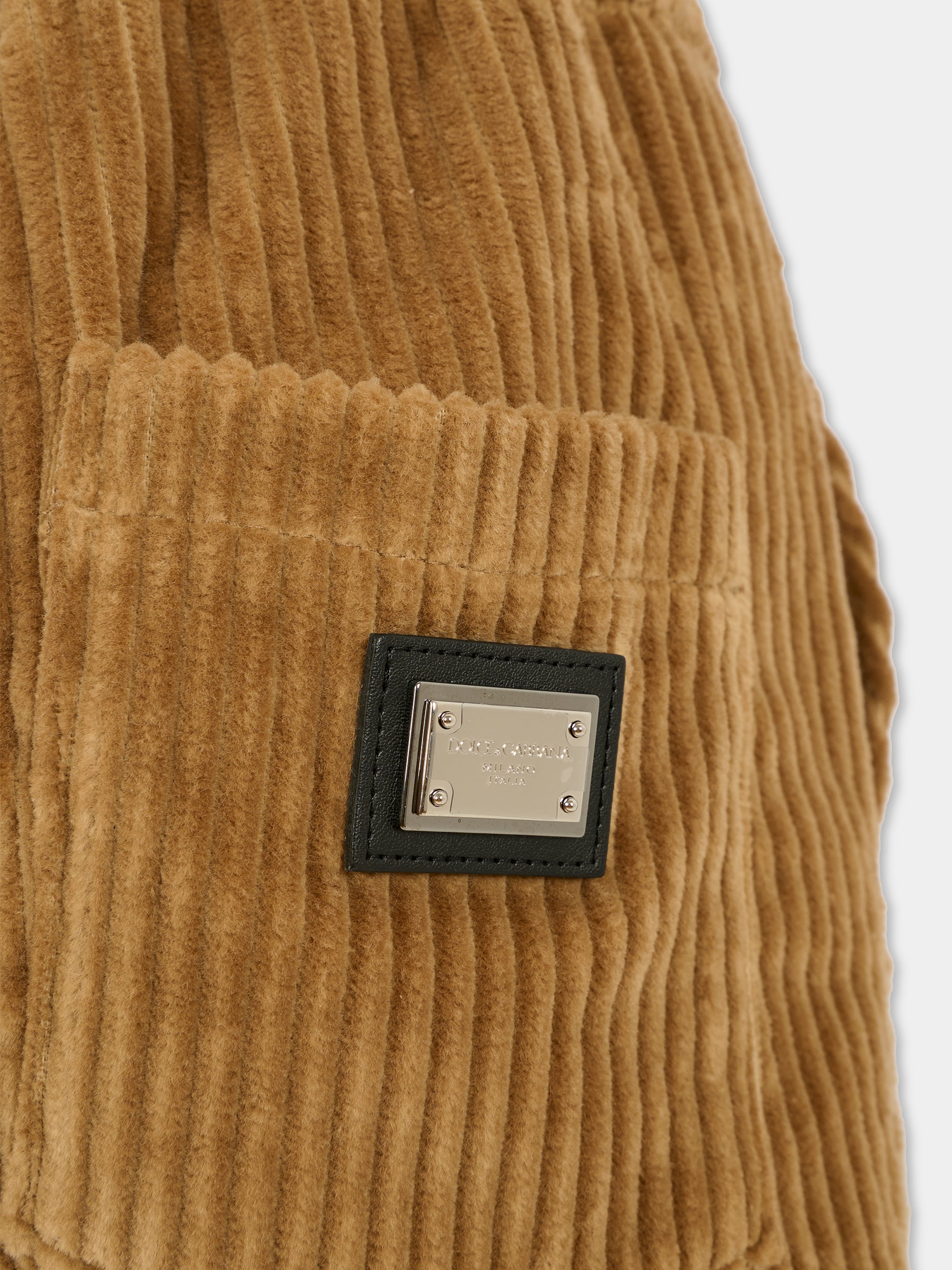 Pantaloni marroni per bambino con logo,Dolce & Gabbana Kids,L45P03 FUWDU M0868