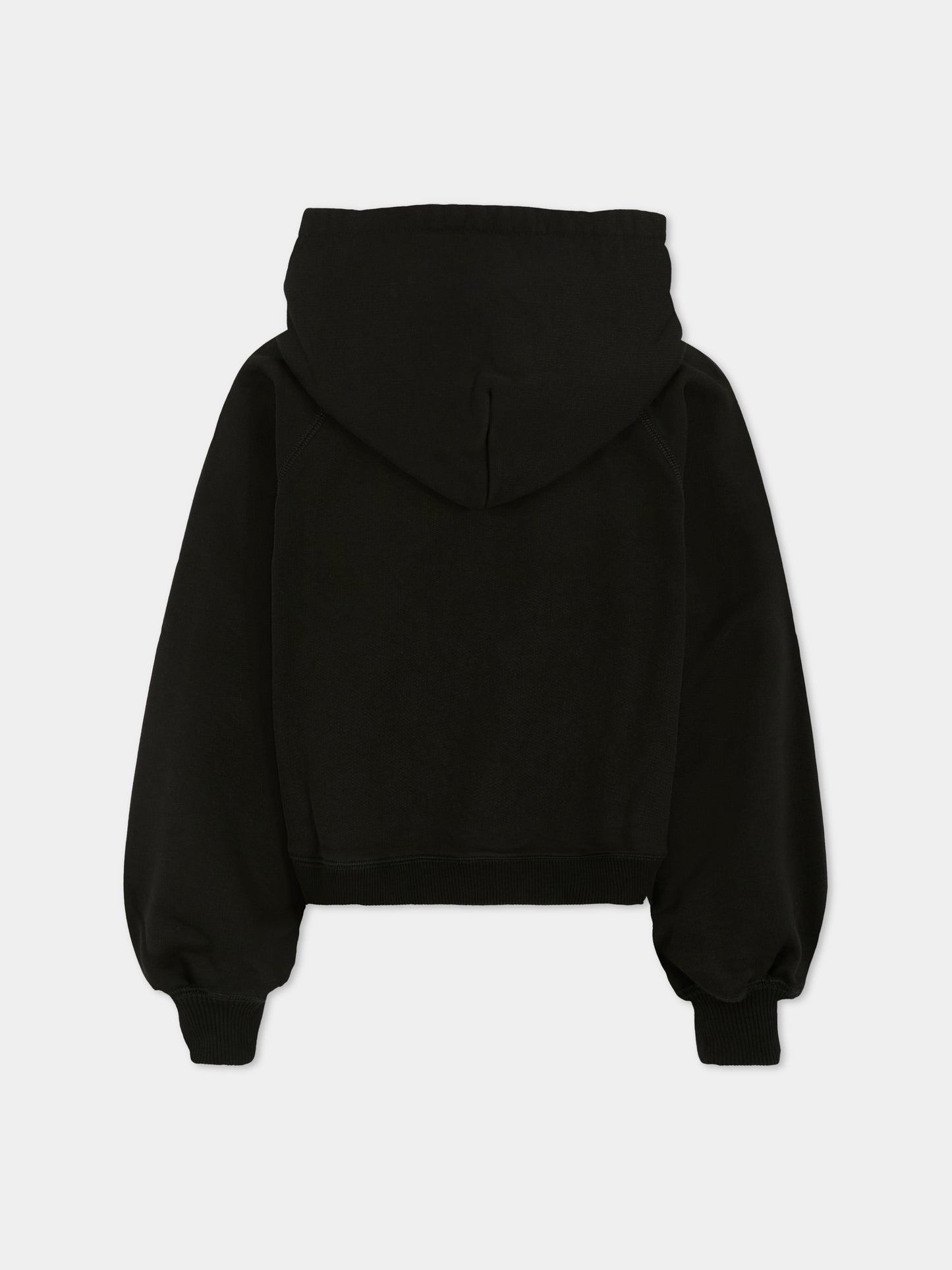 Felpa crop nera per bambina con logo DG,Dolce & Gabbana Kids,L5JWCB G7PHM N0000