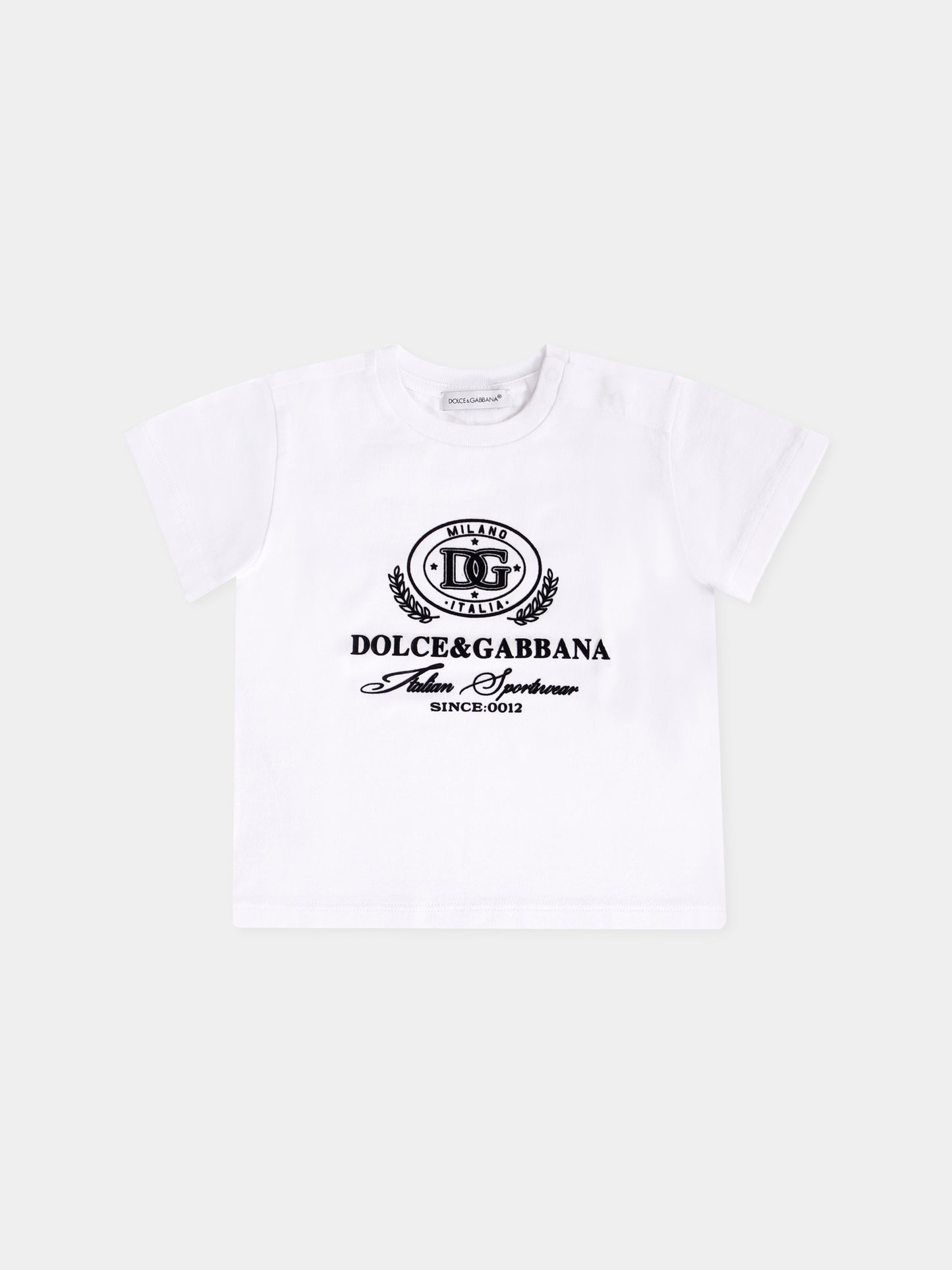 T-shirt bianca per neonato con logo,Dolce & Gabbana Kids,L1JTEY G7NVW S9000