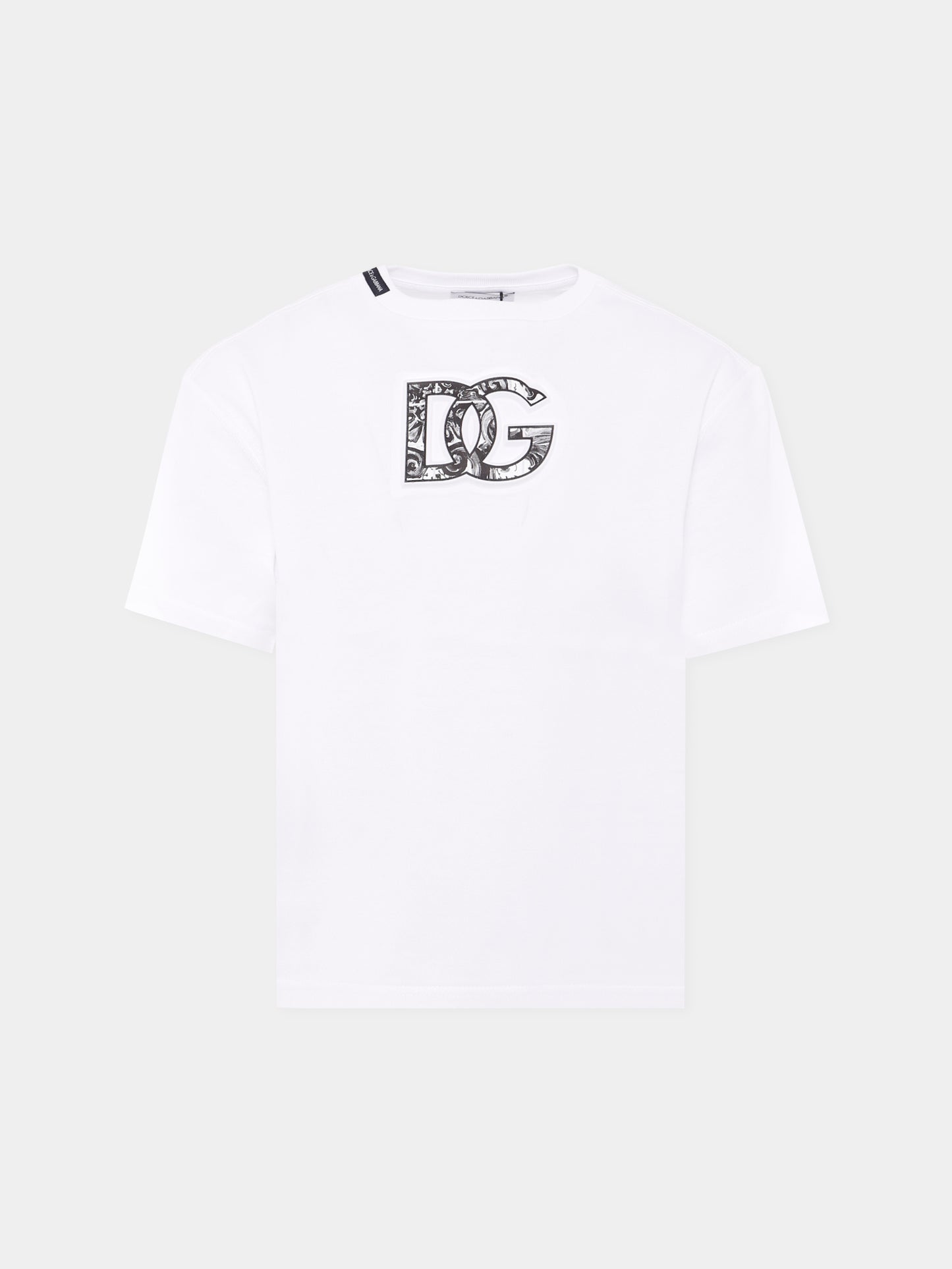 T-shirt bianca per bambino con logo DG,Dolce & Gabbana Kids,L4JTHV G7NVC S9000