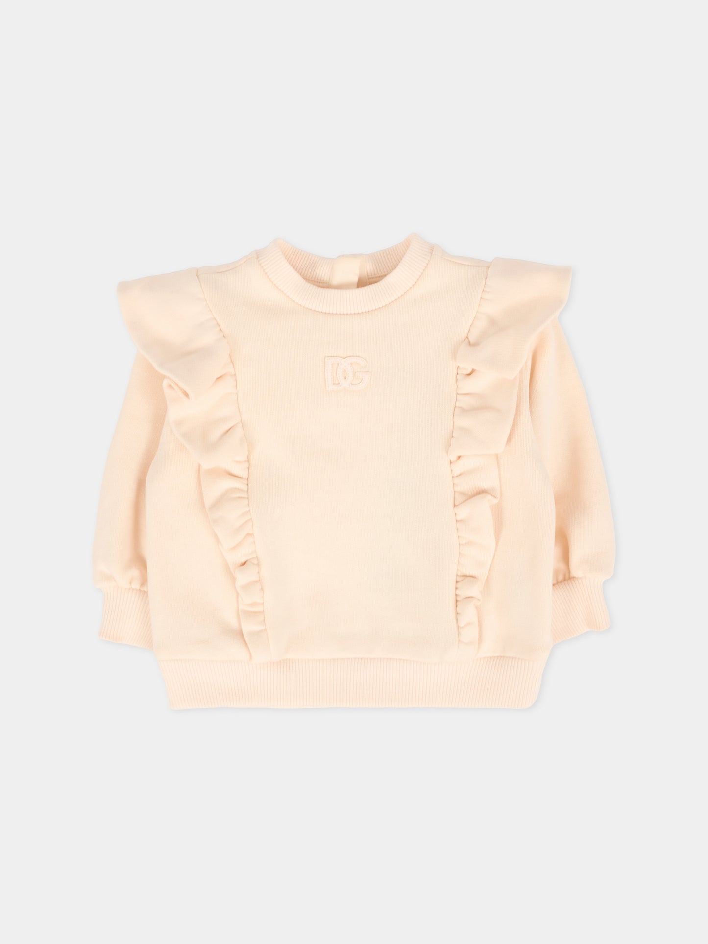 Felpa rosa per neonata con logo DG,Dolce & Gabbana Kids,L2JWCE G7PID F0210