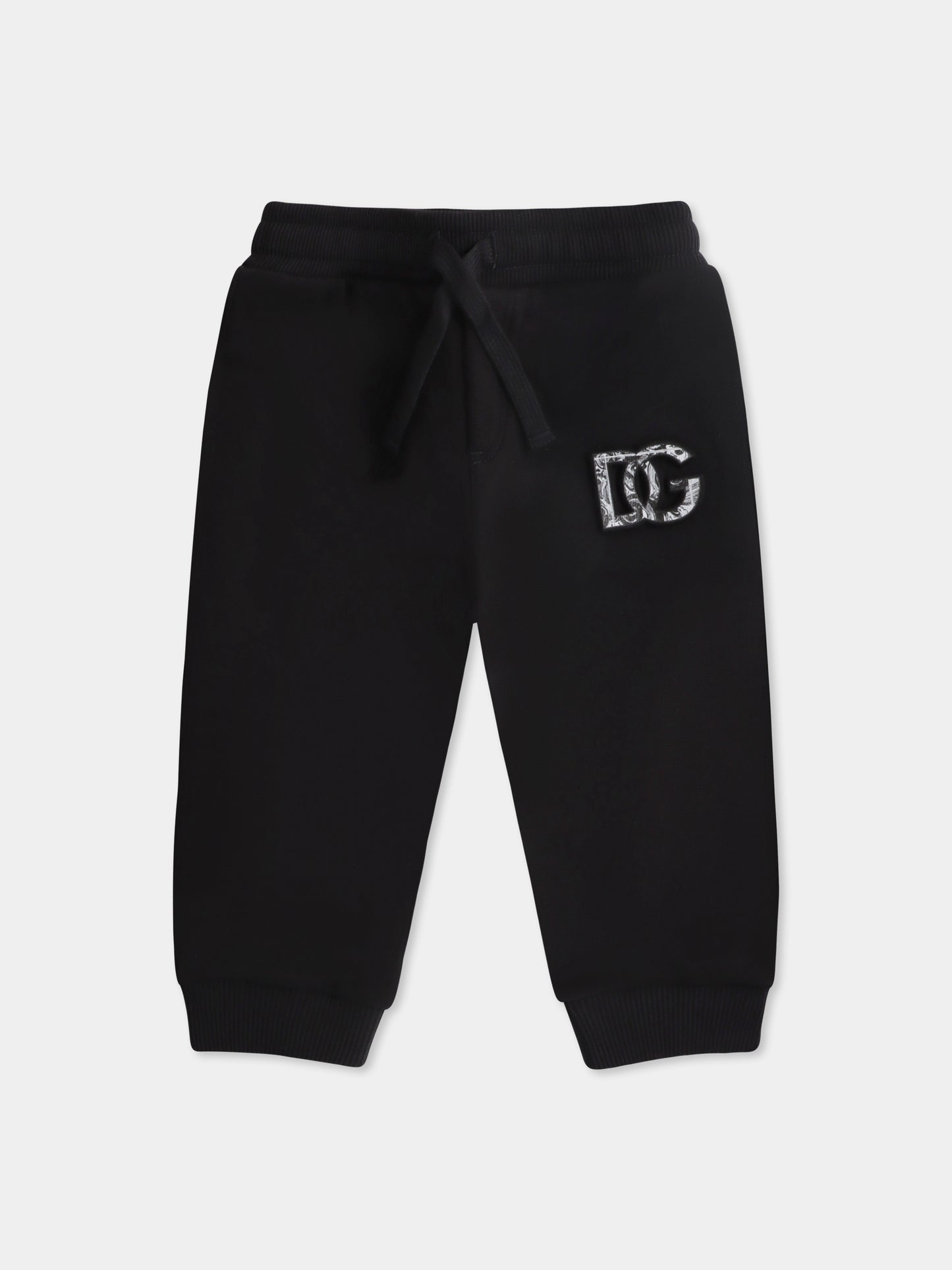 Pantaloni neri per neonato con logo DG,Dolce & Gabbana Kids,L1JPJT G7PEM N0000