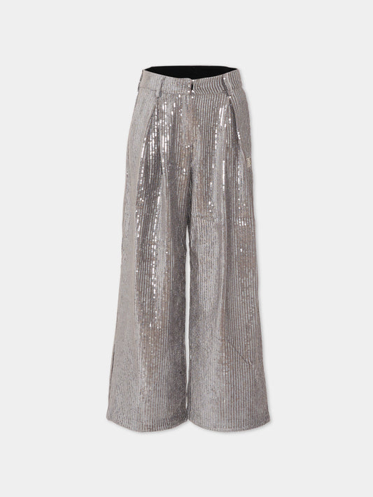 Pantaloni argento per bambina con paillettes,Dkny,D62374 016