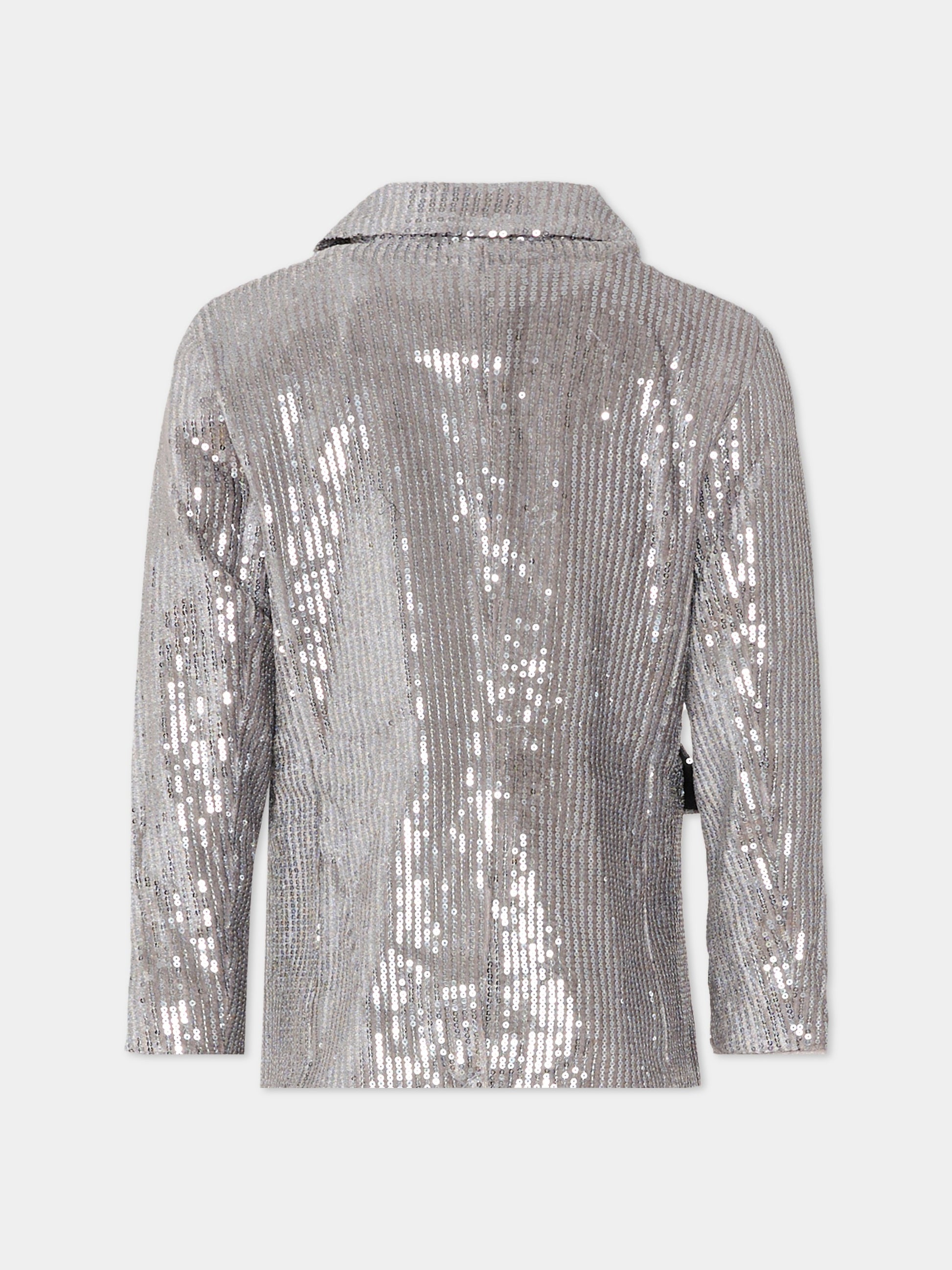 Giacca argento per bambina con paillettes,Dkny,D62375 016