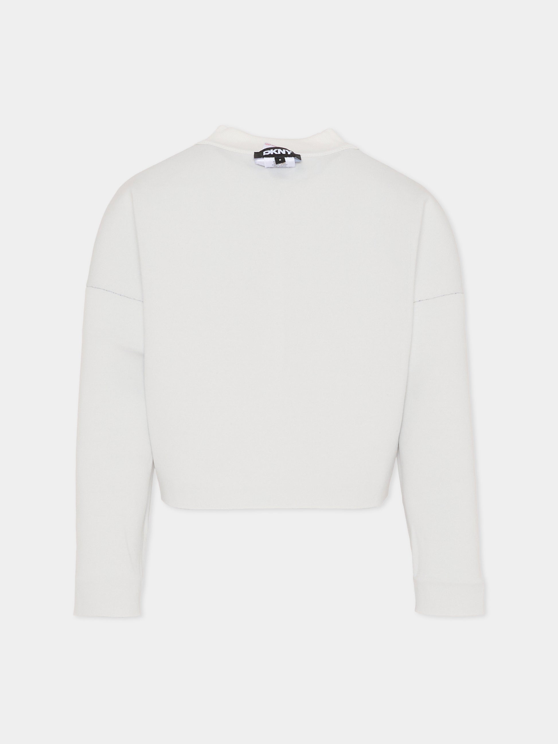 Maglione crop reversibile nero per bambina con logo,Dkny,D62379 M91