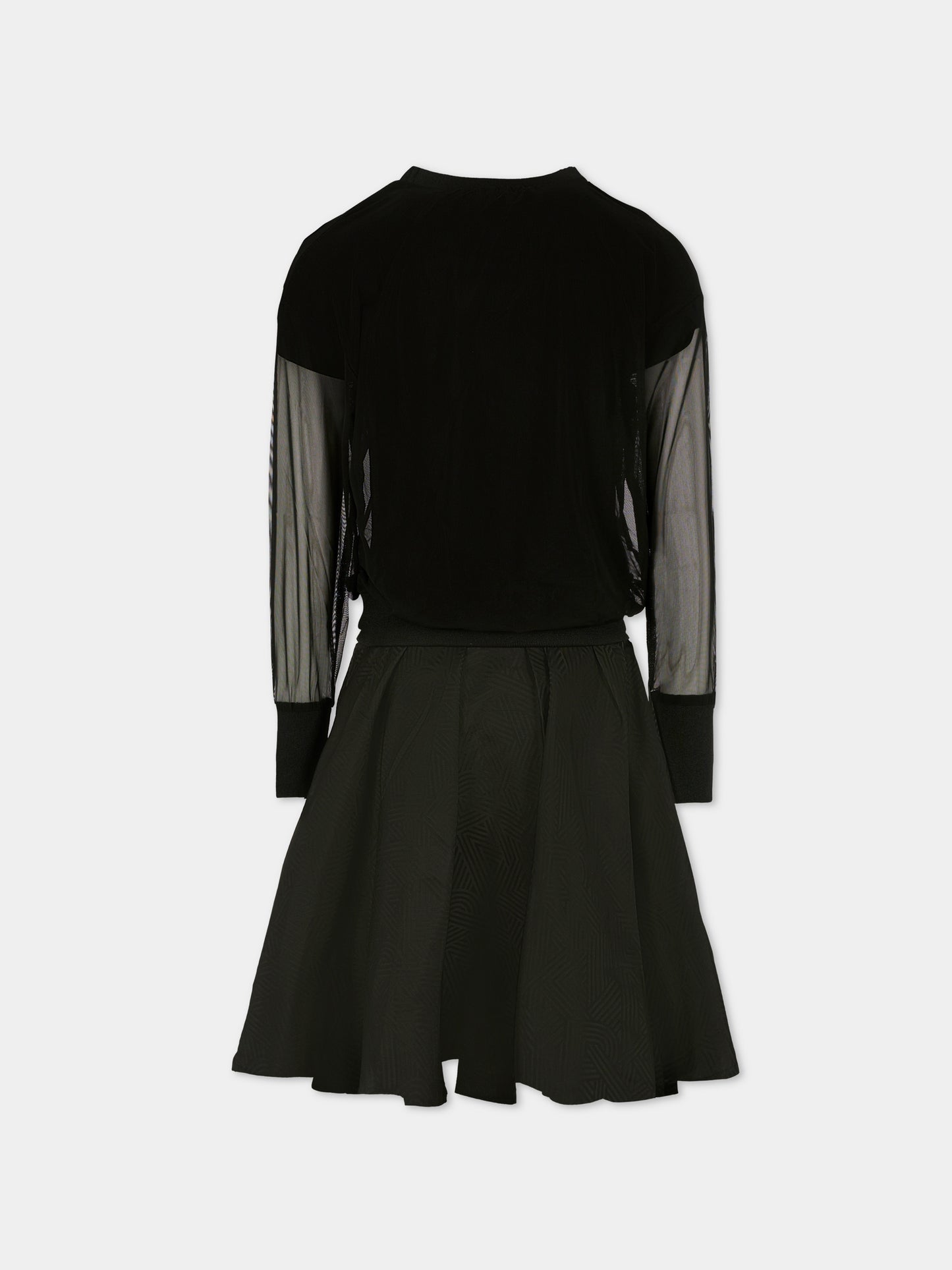 Vestito nero per bambina con logo,Dkny,D62396 09B