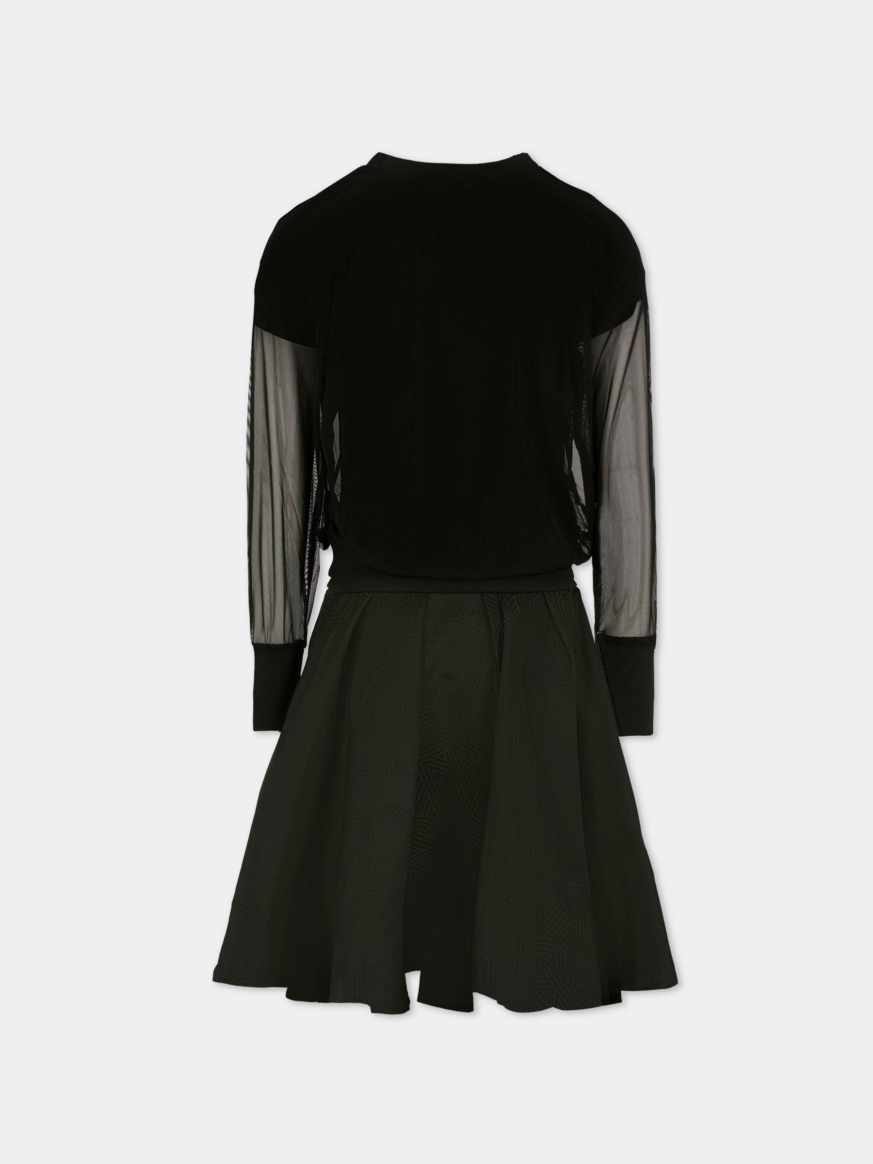 Vestito nero per bambina con logo,Dkny,D62396 09B