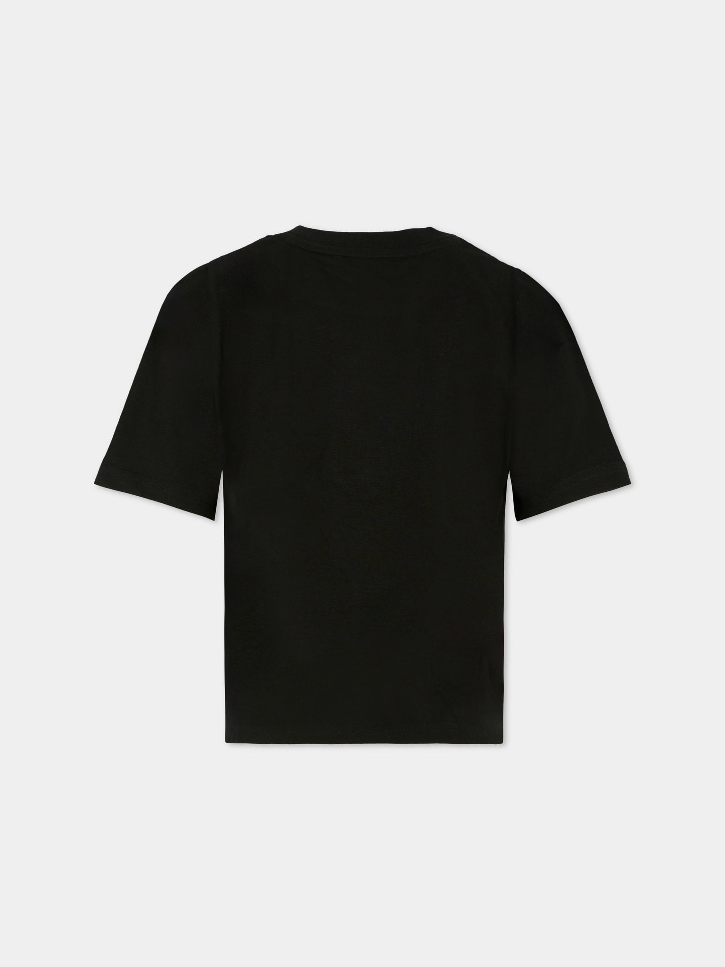 T-shirt nera per bambina con logo e cuore,Dkny,D62417 09B