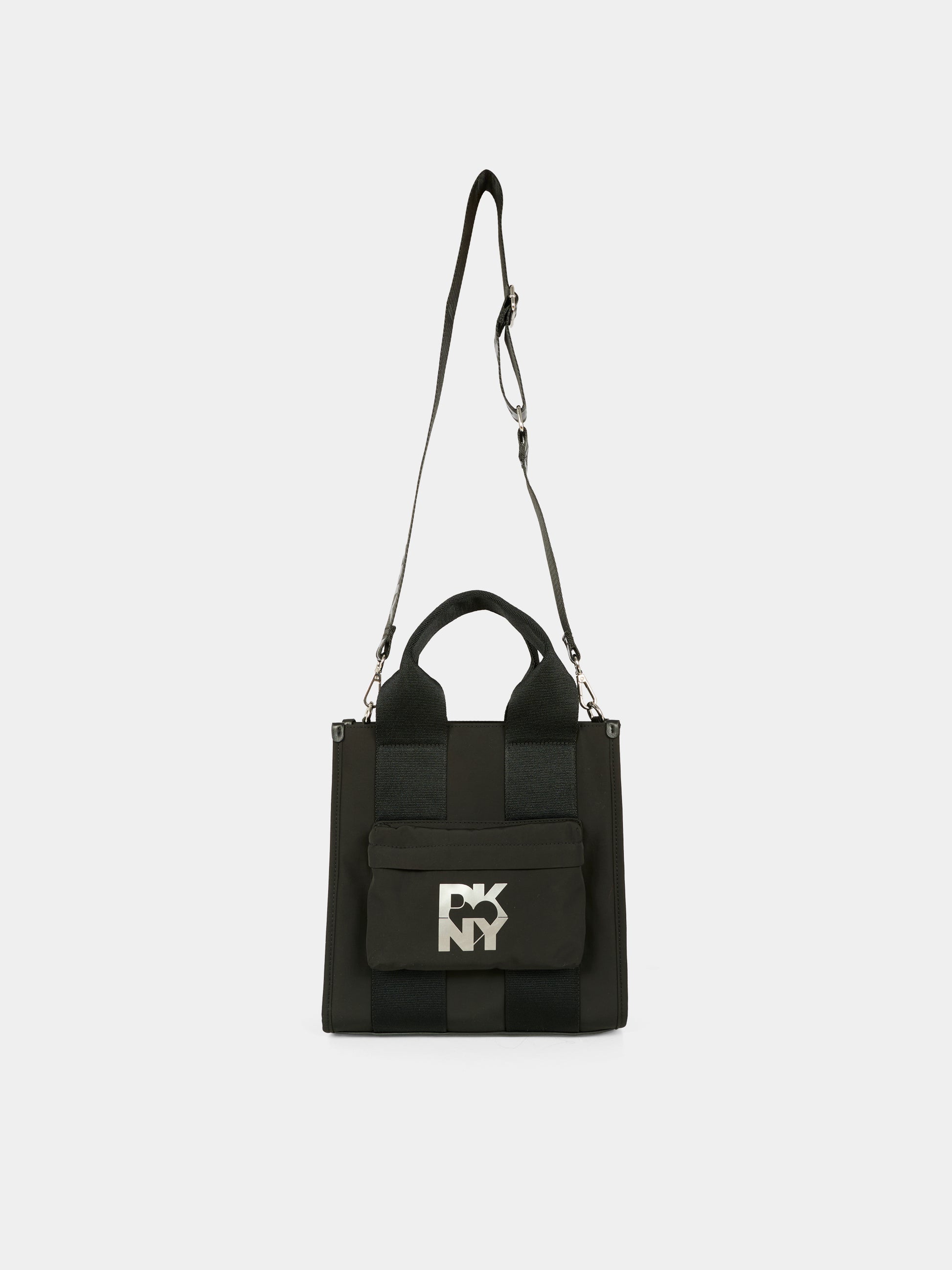 Borsa nera per bambina con logo argentato,Dkny,D62475 09B