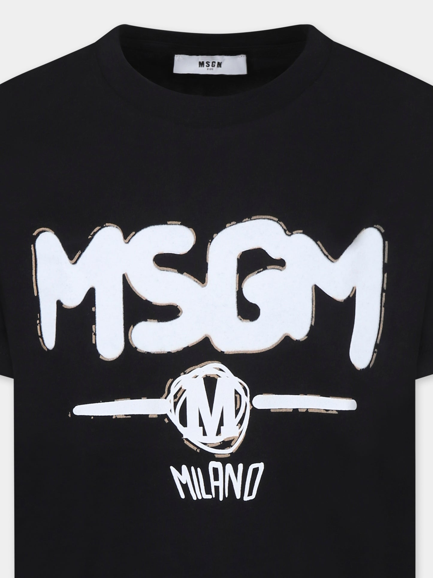T-shirt nera per bambino con logo,Msgm Kids,F4MSJBTH087 110