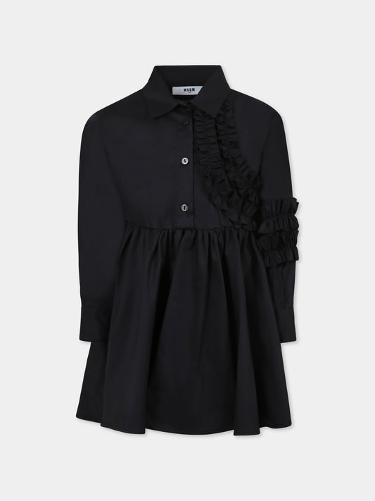 Vestito nero per bambina con logo,Msgm Kids,F4MSJGDR137 110