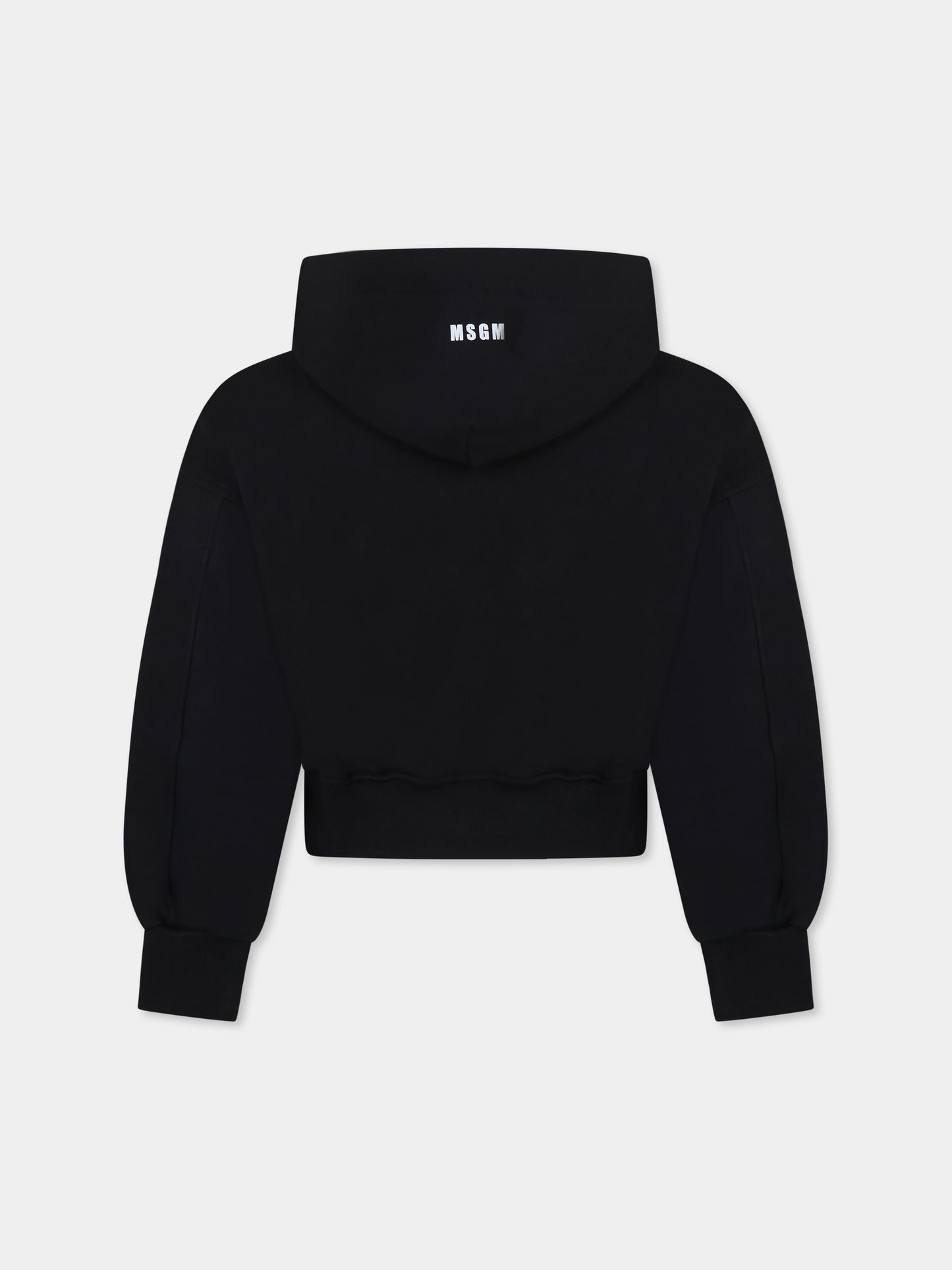 Felpa crop nera per bambina con logo e cuore,Msgm Kids,F4MSJGHS129 110