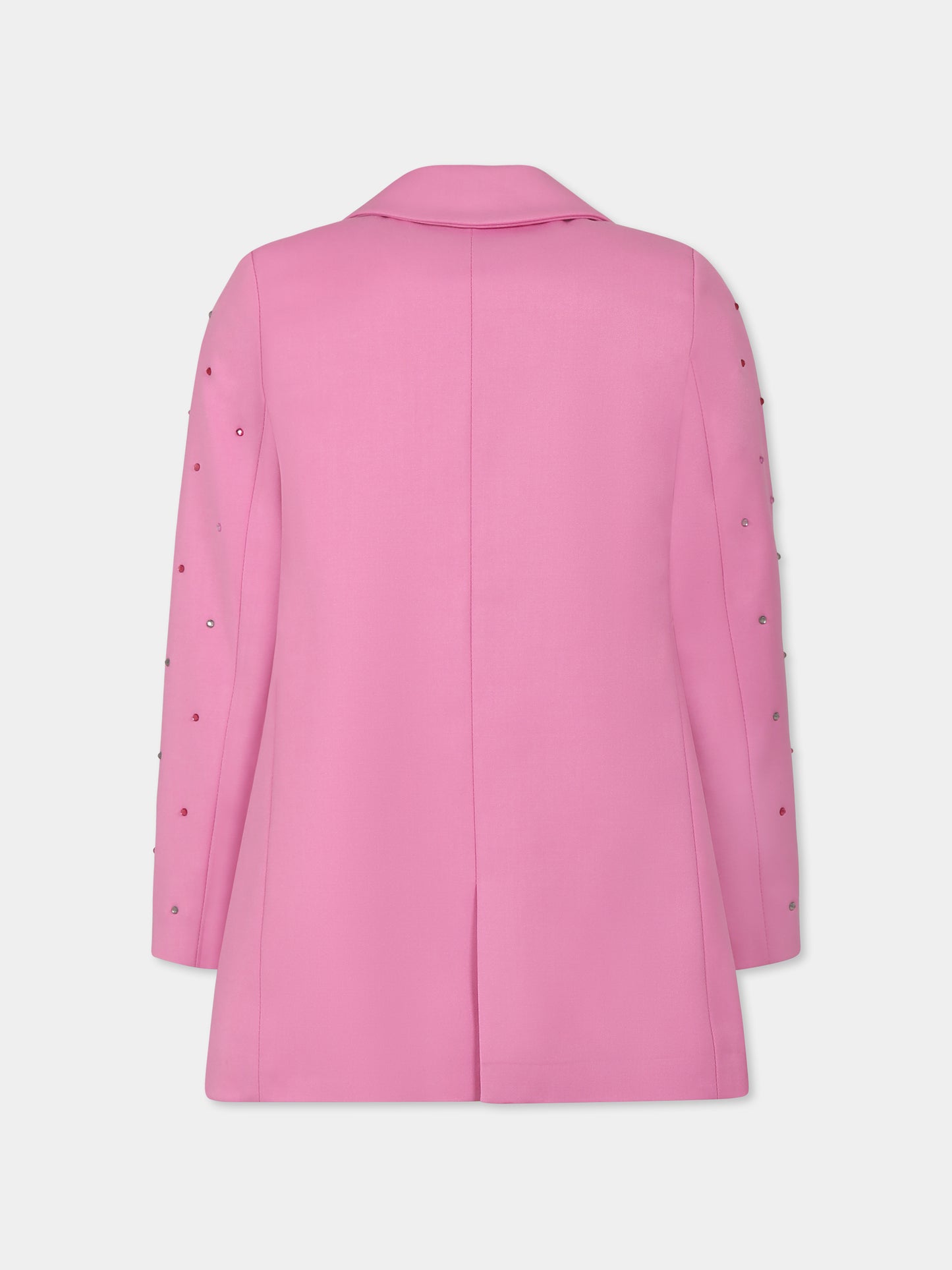 Giacca rosa per bambina con strass e logo,Msgm Kids,F4MSJGJK186 042