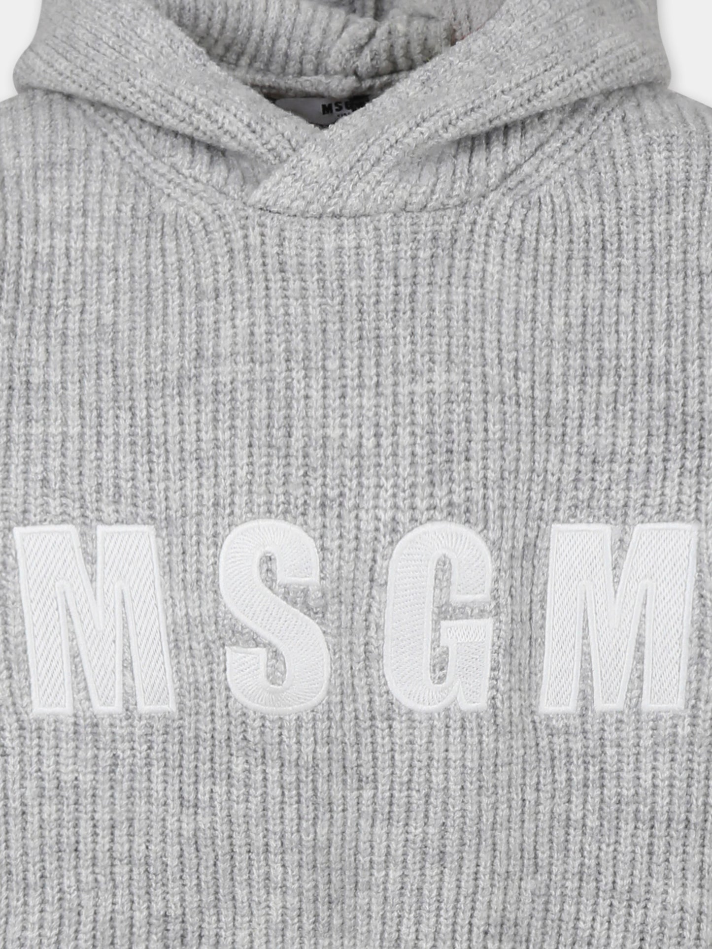 Maglione crop grigio per bambina con logo,Msgm Kids,F4MSJGJP078 107