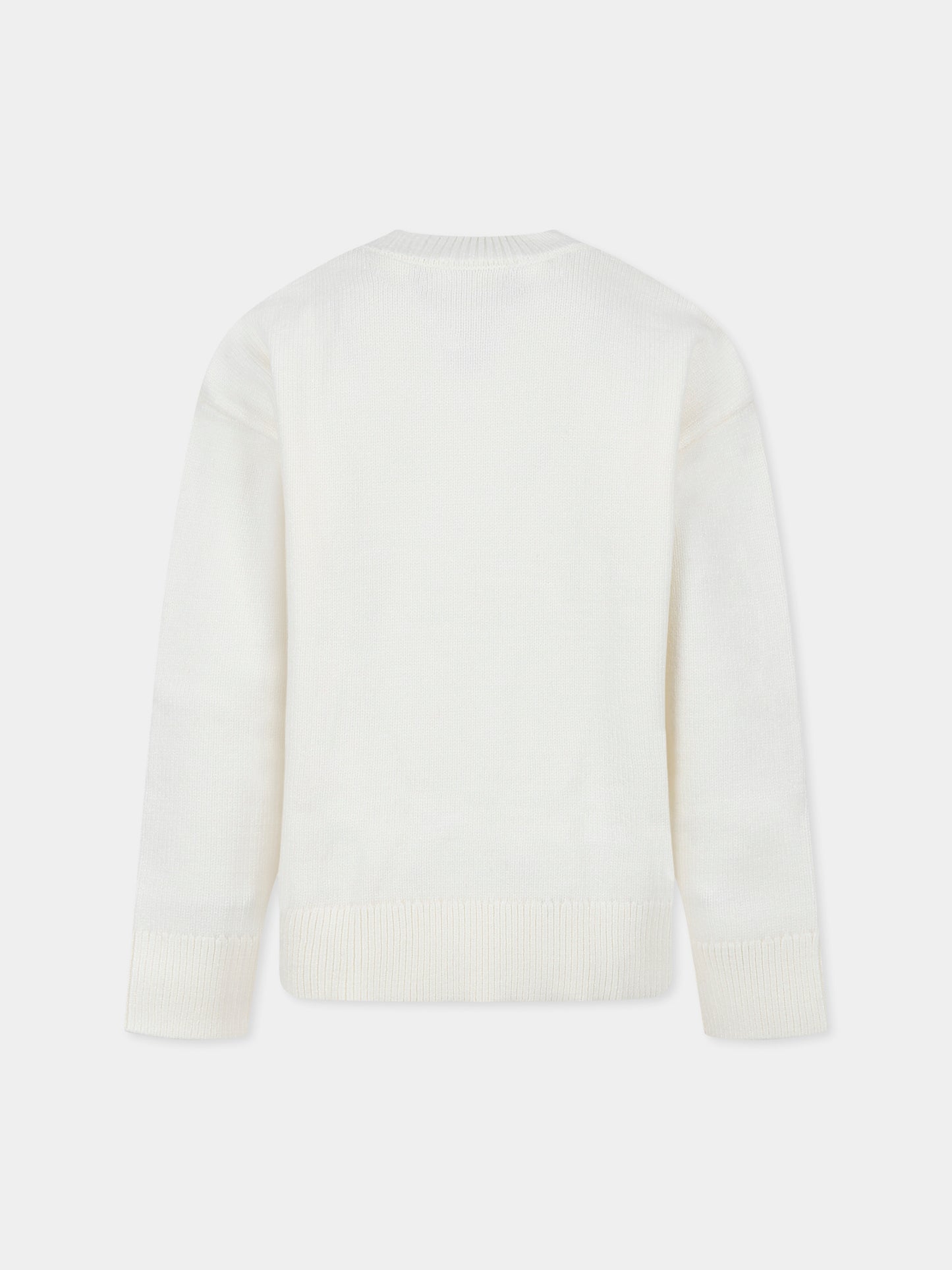 Maglione avorio per bambina con cuore e logo,Msgm Kids,F4MSJGJP131 013