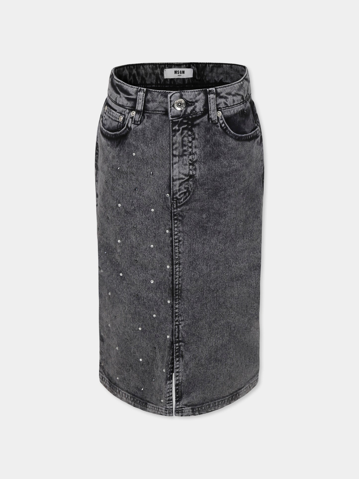 Gonna nera per bambina con strass,Msgm Kids,F4MSJGSK161 110