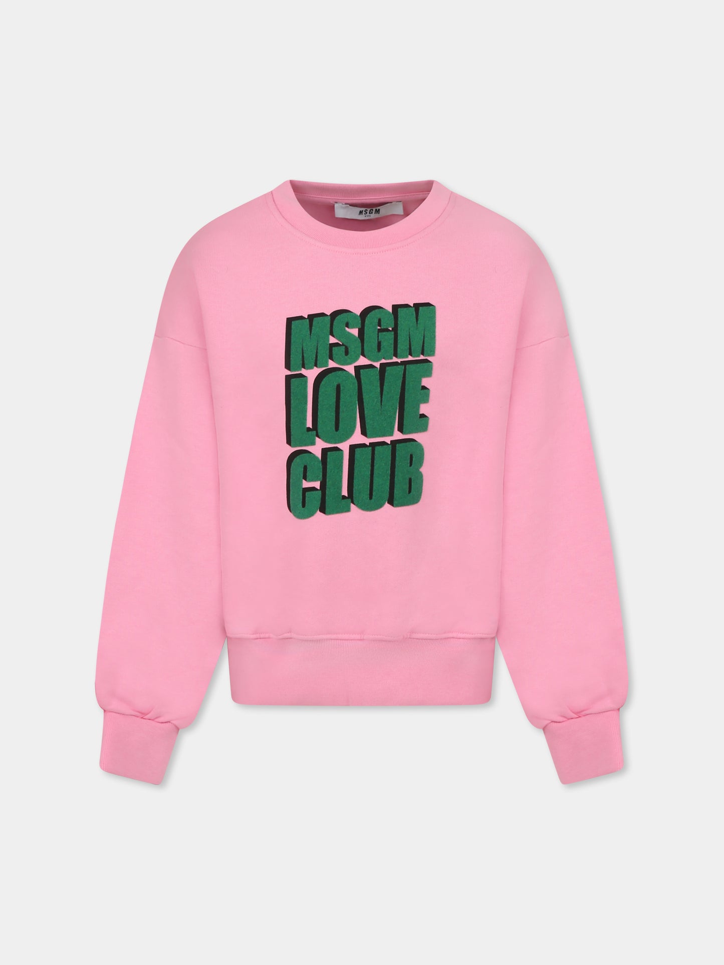 Pink sweatshirt for girl with logo