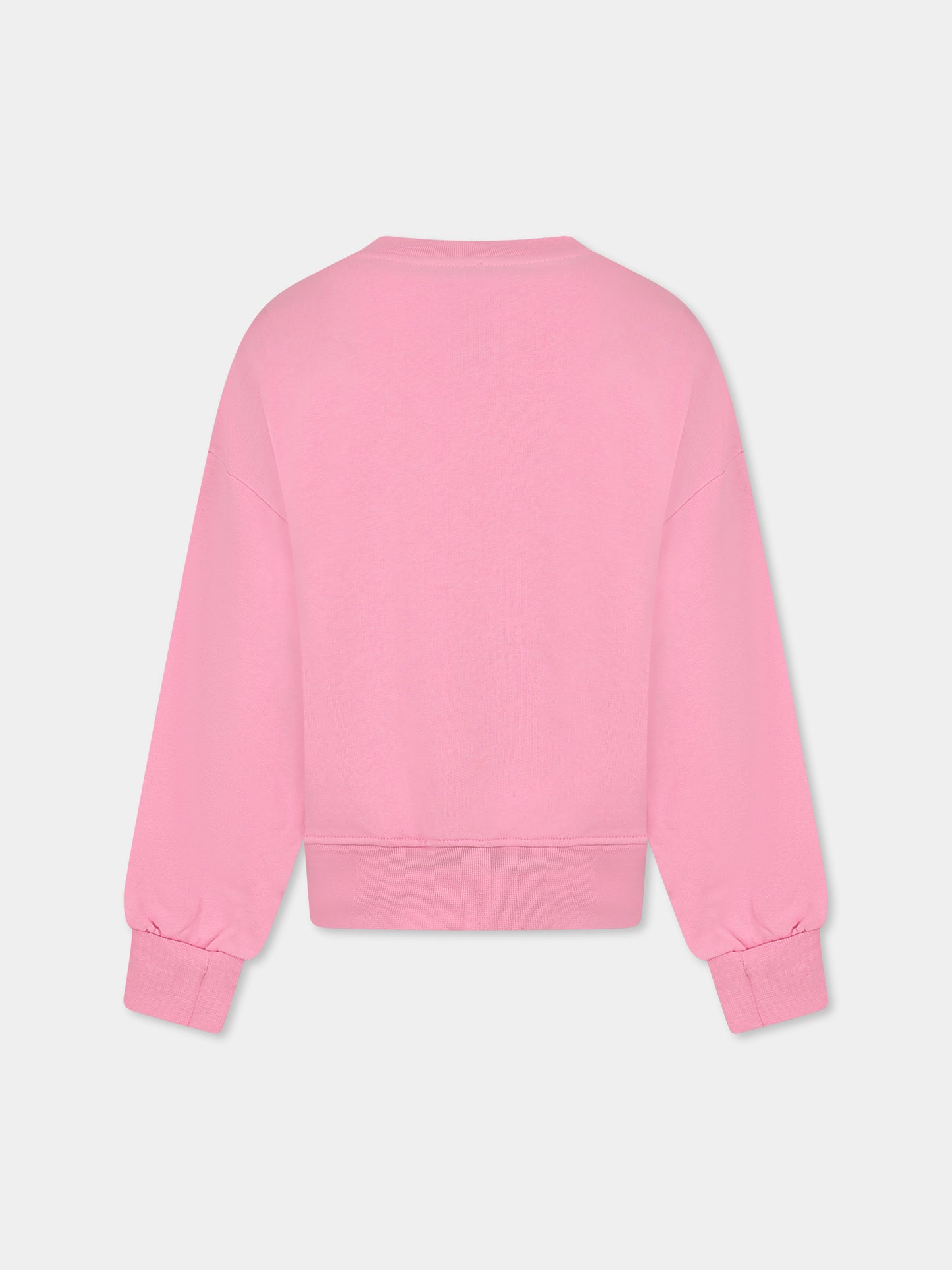 Pink sweatshirt for girl with logo