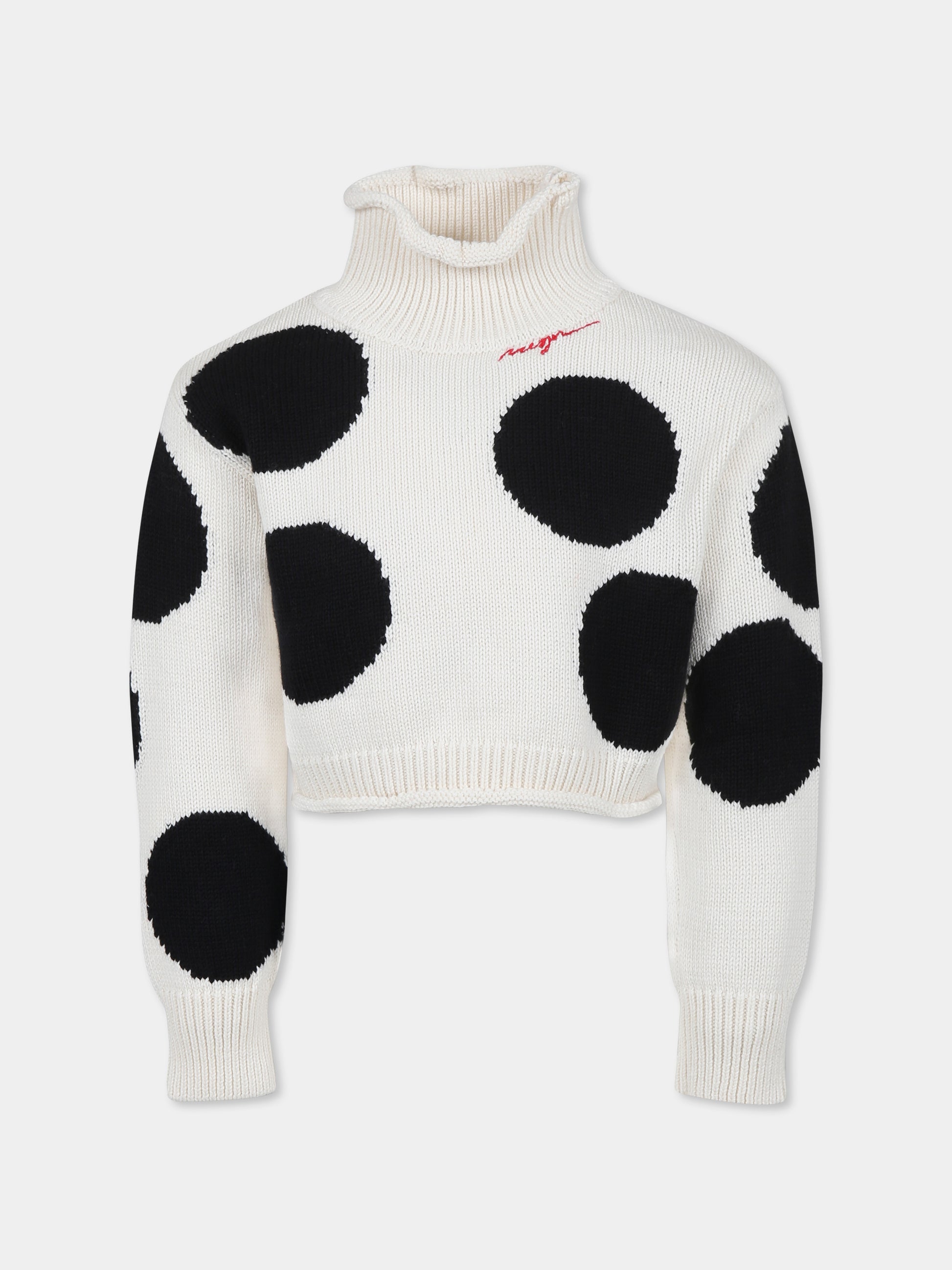 Dolcevita crop avorio per bambina con pois,Msgm Kids,F4MSJGTN132 013