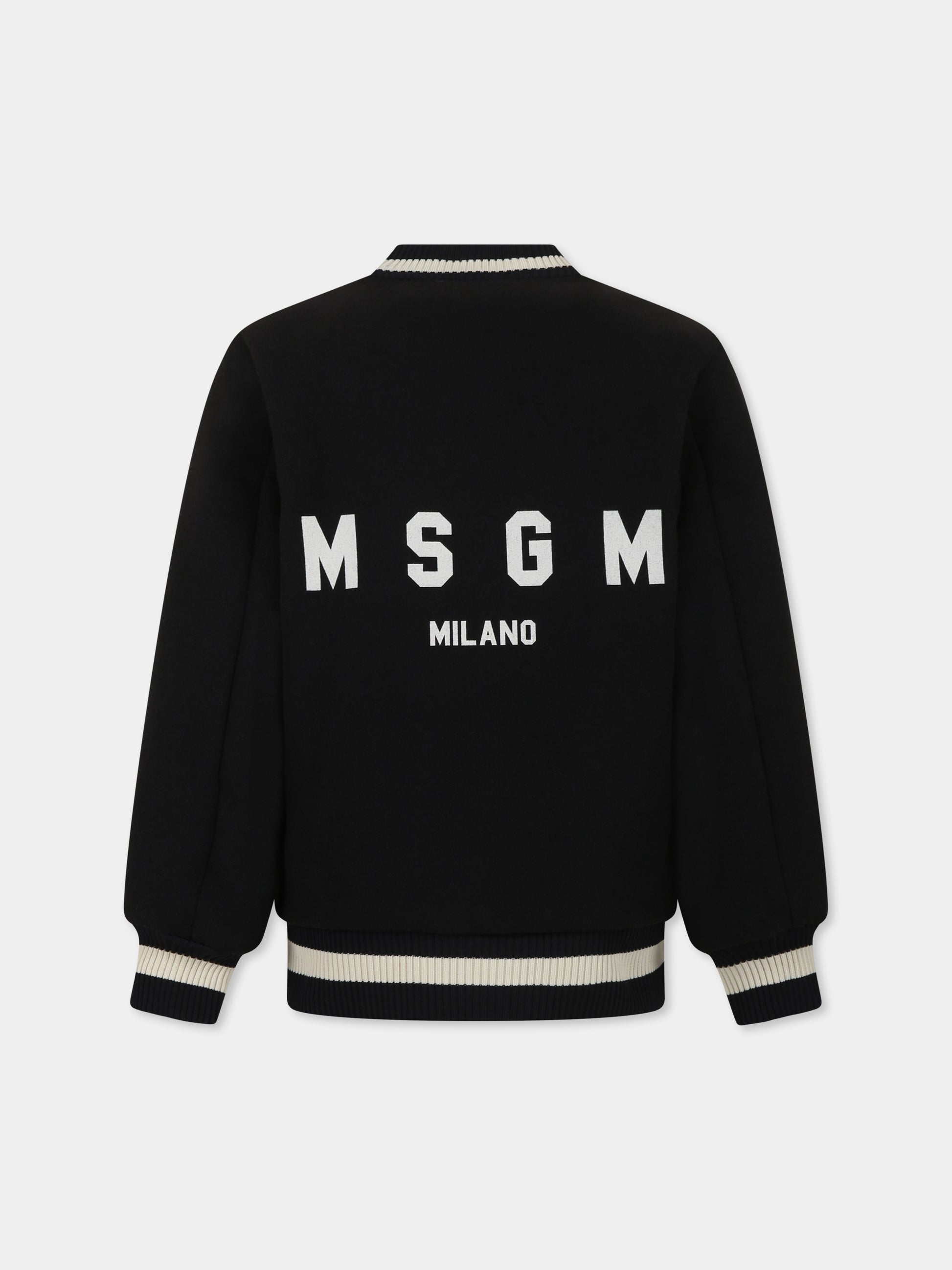 Bomber nero per bambini con logo,Msgm Kids,F4MSJUBO171 110