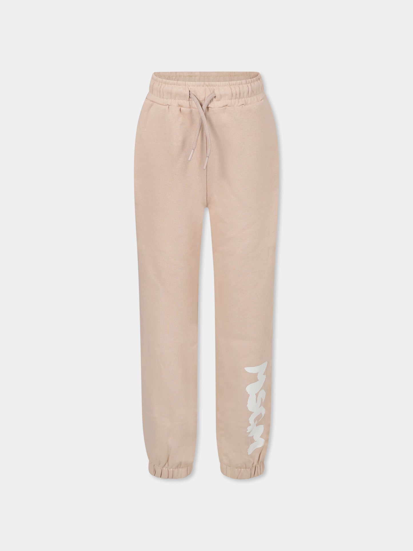 Pantaloni beige per bambini con logo,Msgm Kids,F4MSJUFP063 015