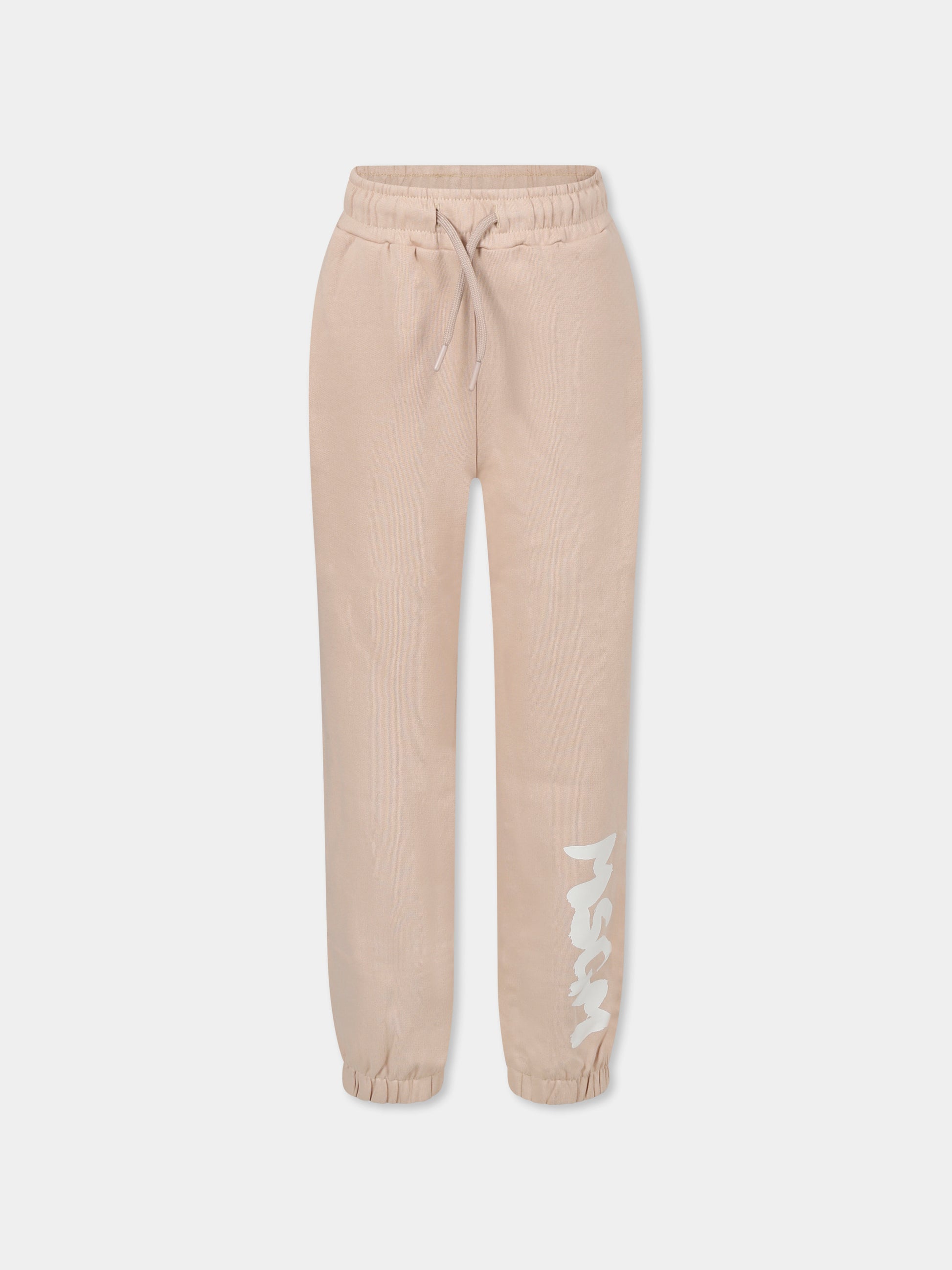 Pantaloni beige per bambini con logo,Msgm Kids,F4MSJUFP063 015