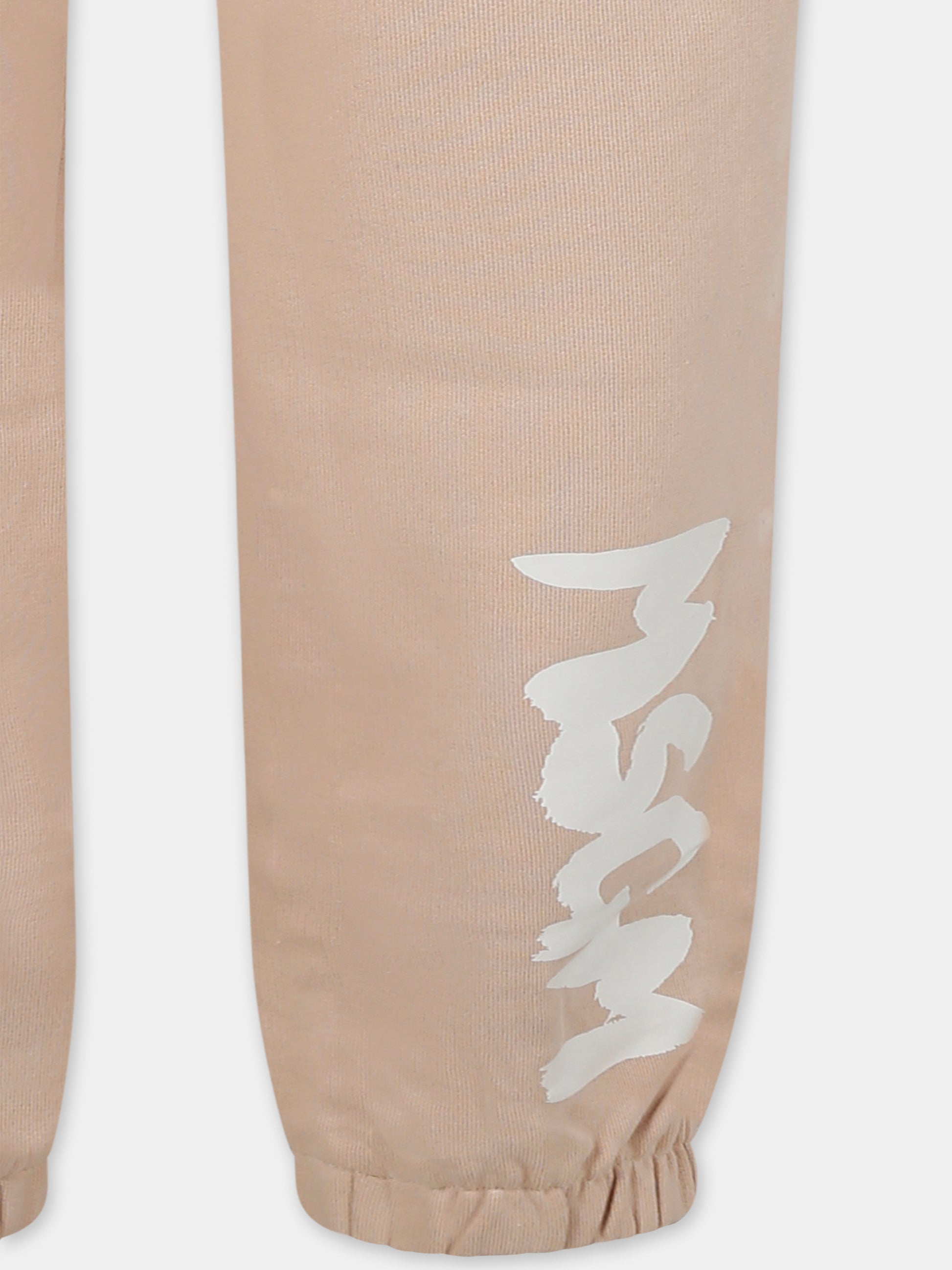 Pantaloni beige per bambini con logo,Msgm Kids,F4MSJUFP063 015