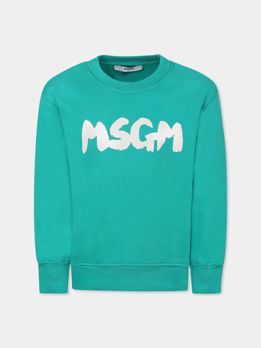 Felpa verde per bambini con logo,Msgm Kids,F4MSJUSW060 080