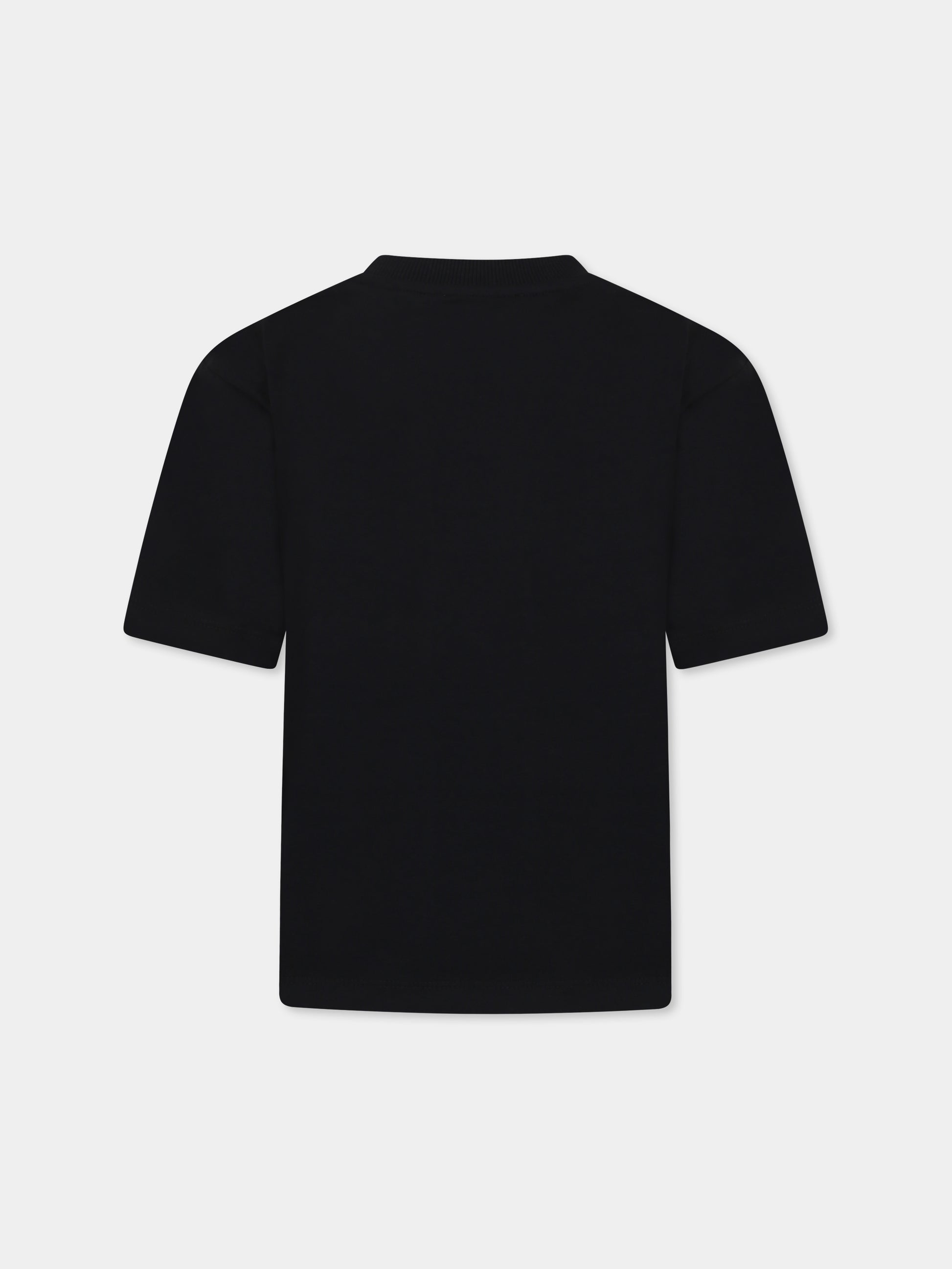 T-shirt nera per bambina con Teddy Bear e cuore,Moschino Kids,HGM060 LBA11 60100