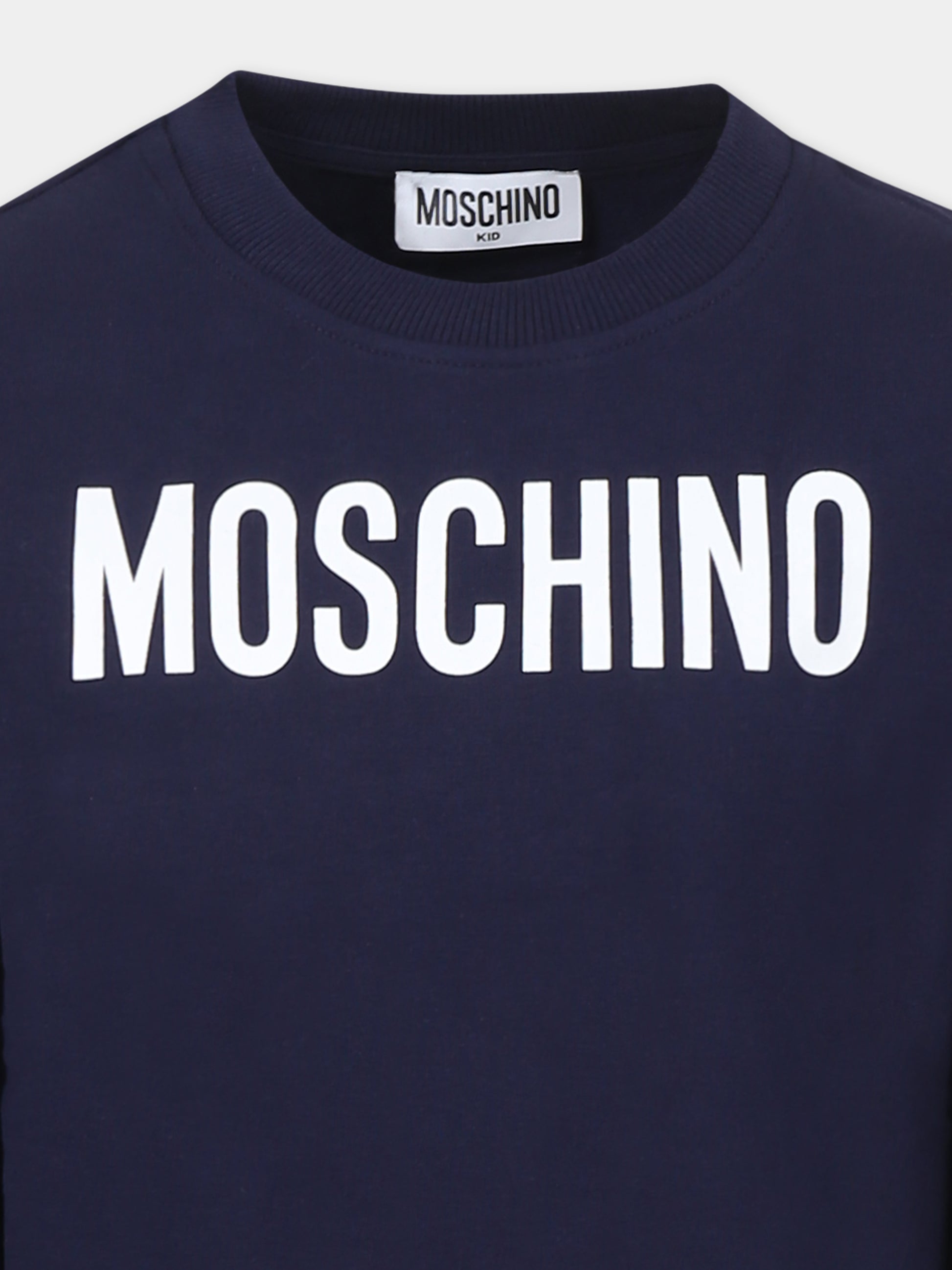 Completo blu per bambini con logo,Moschino Kids,HUK045 LDA21 40016