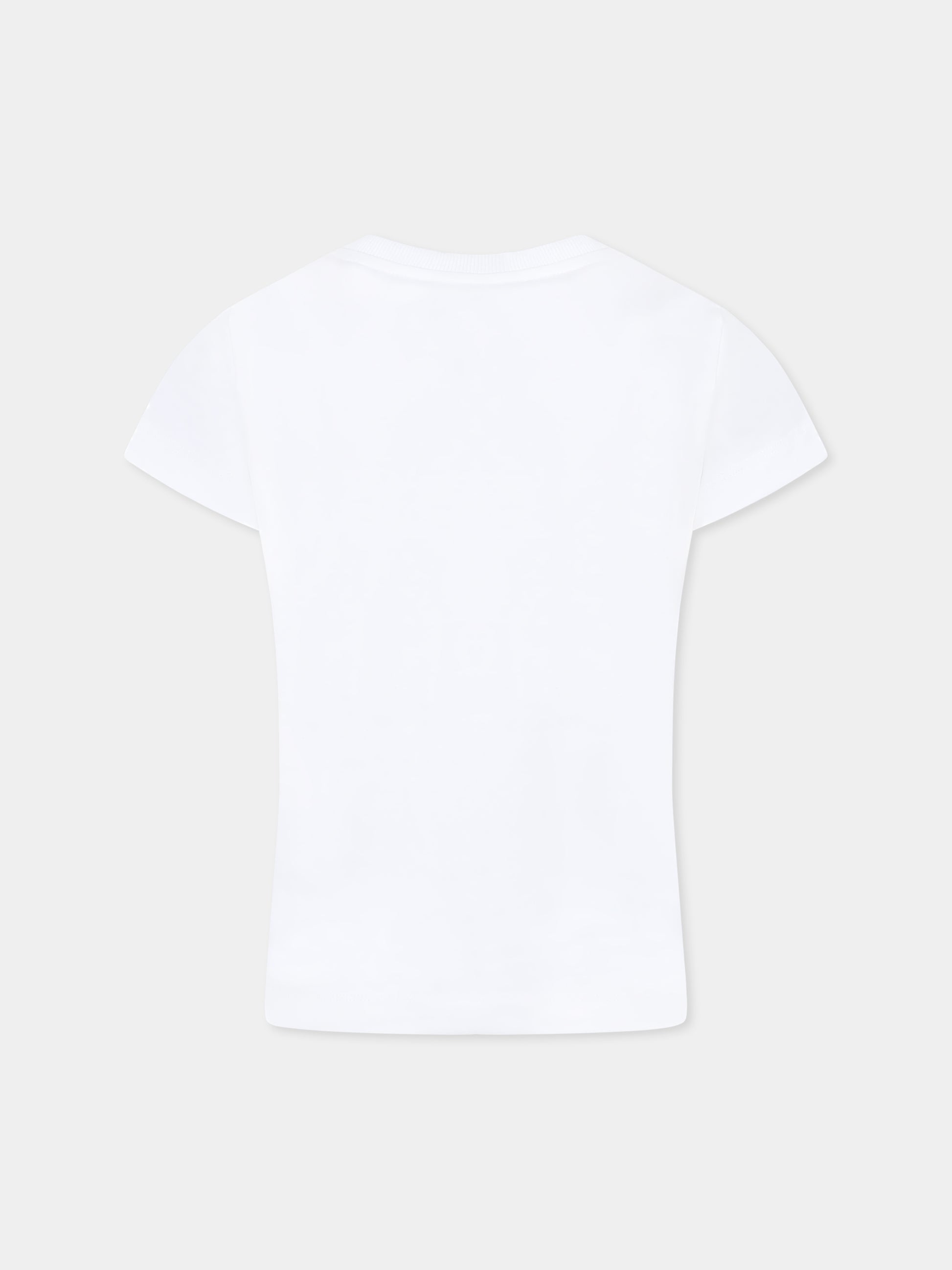 T-shirt bianca per bambini con logo,Moschino Kids,HUM052 LBA24 10101