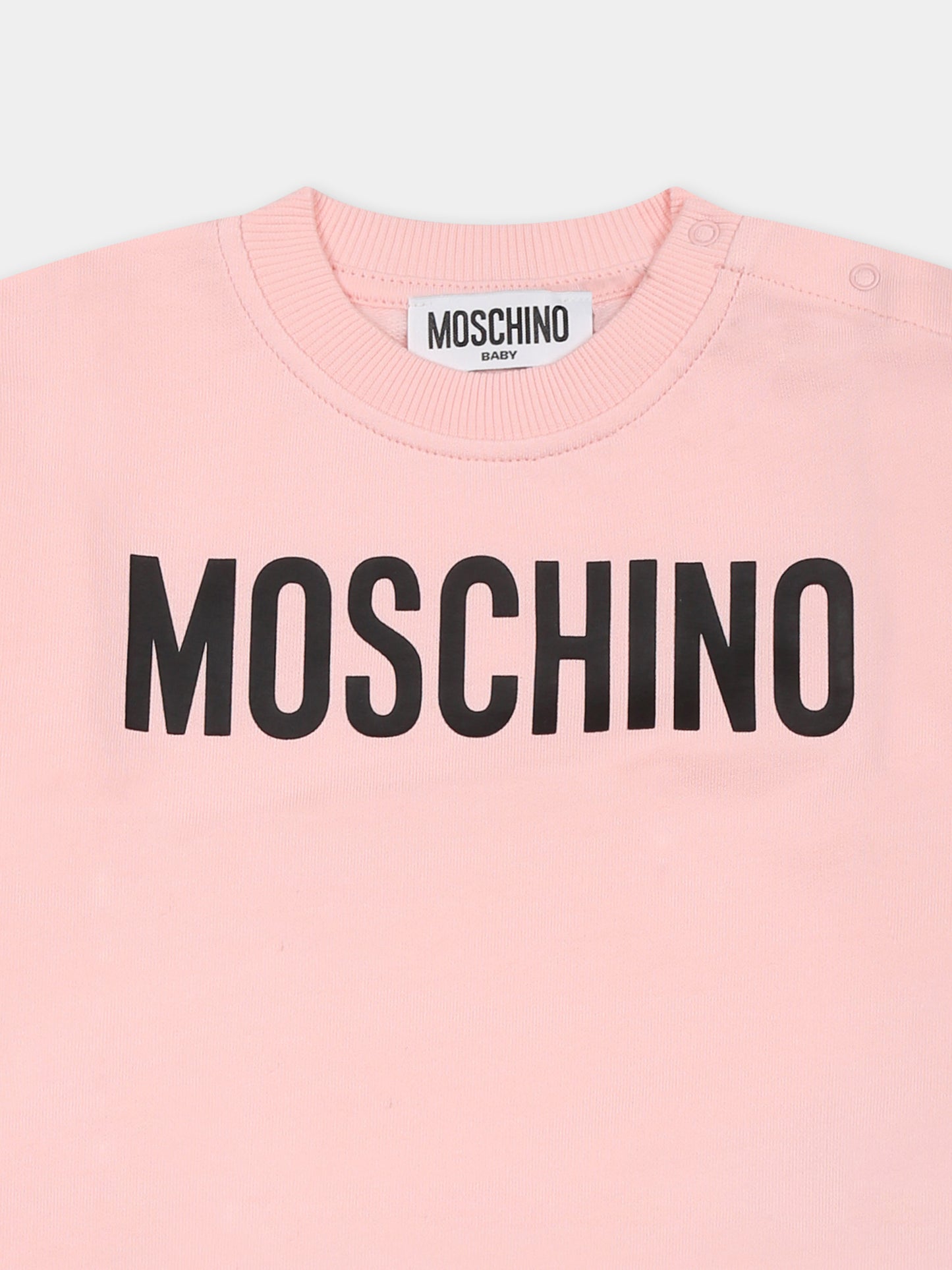 Felpa rosa per neonata con logo,Moschino Kids,MUF05O LCA60 50209