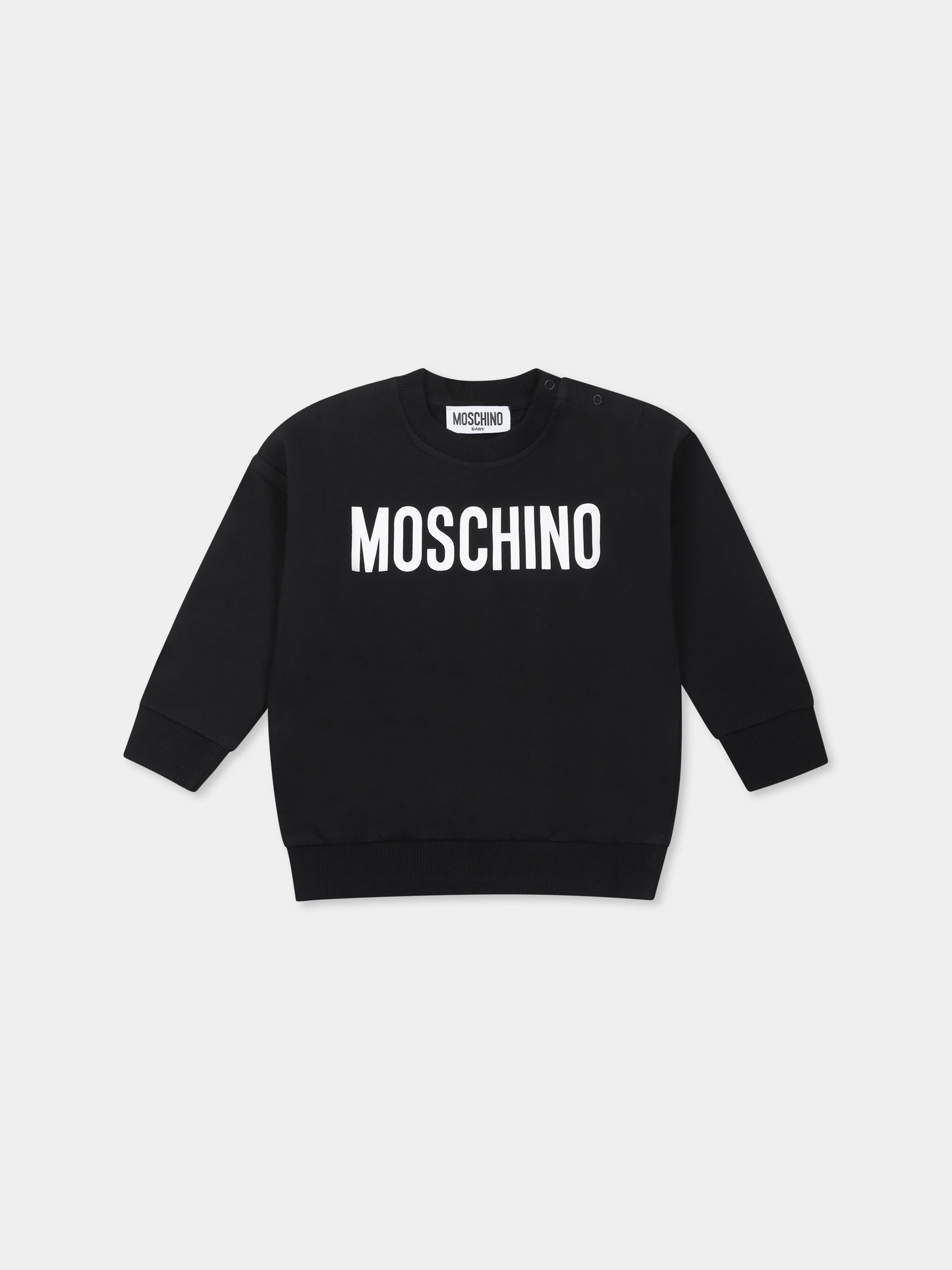 Felpa nera per neonati con logo,Moschino Kids,MUF05O LCA60 60100