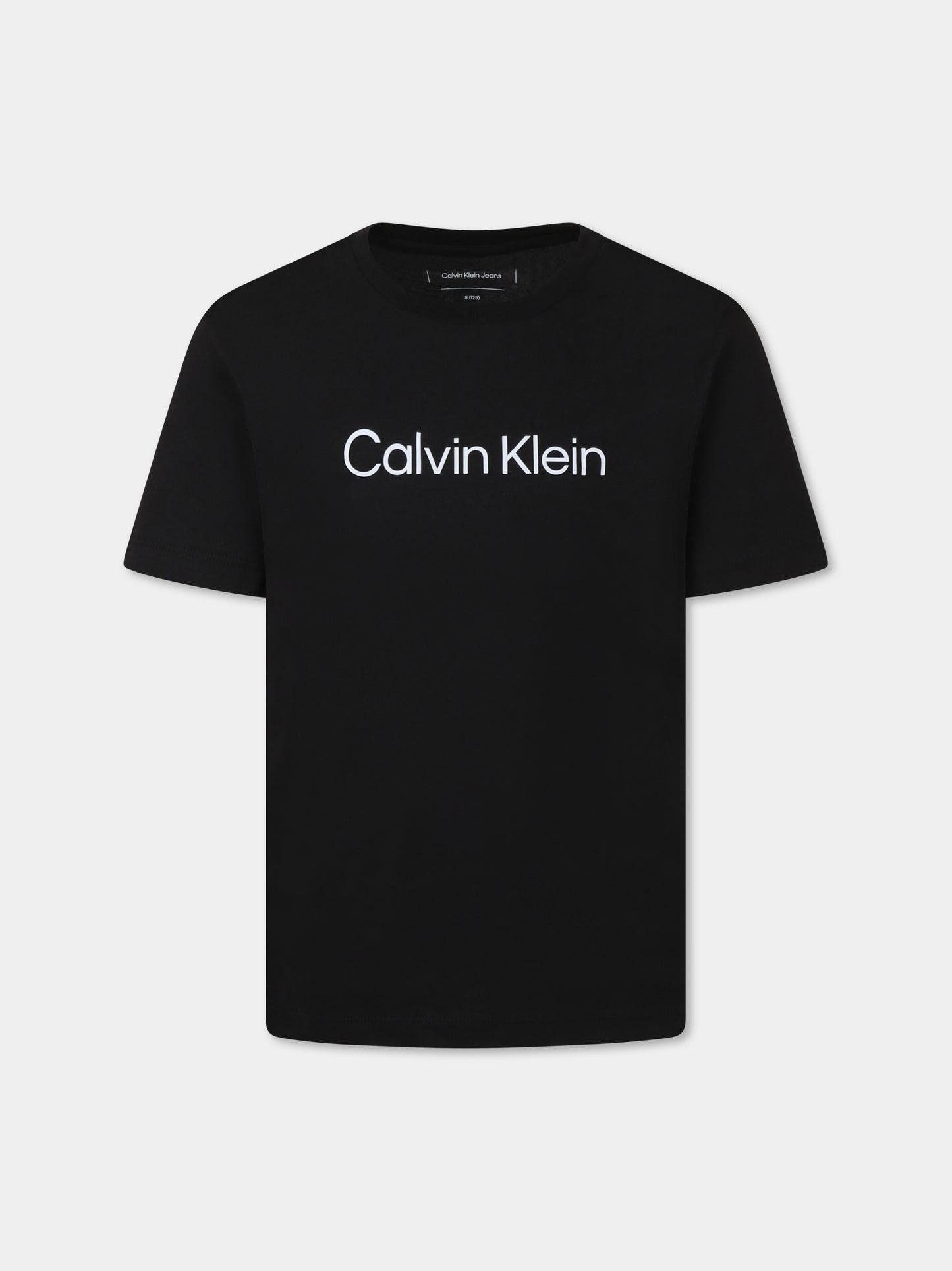 T-Shirt nera per bambino con logo,Calvin Klein Kids,IU0IU00682 BEH