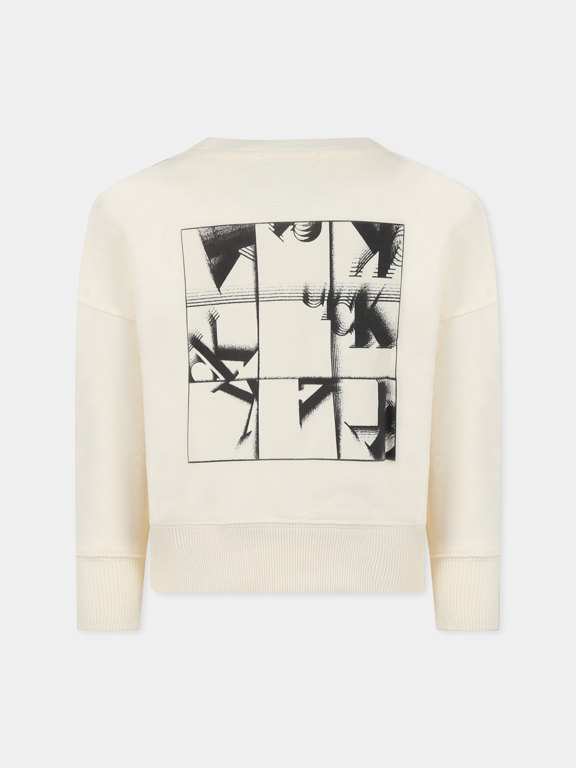 Felpa beige per bambino con logo,Calvin Klein Kids,IB0IB02258 YAB