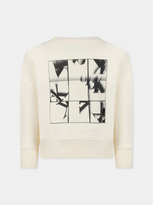 Felpa beige per bambino con logo,Calvin Klein Kids,IB0IB02258 YAB