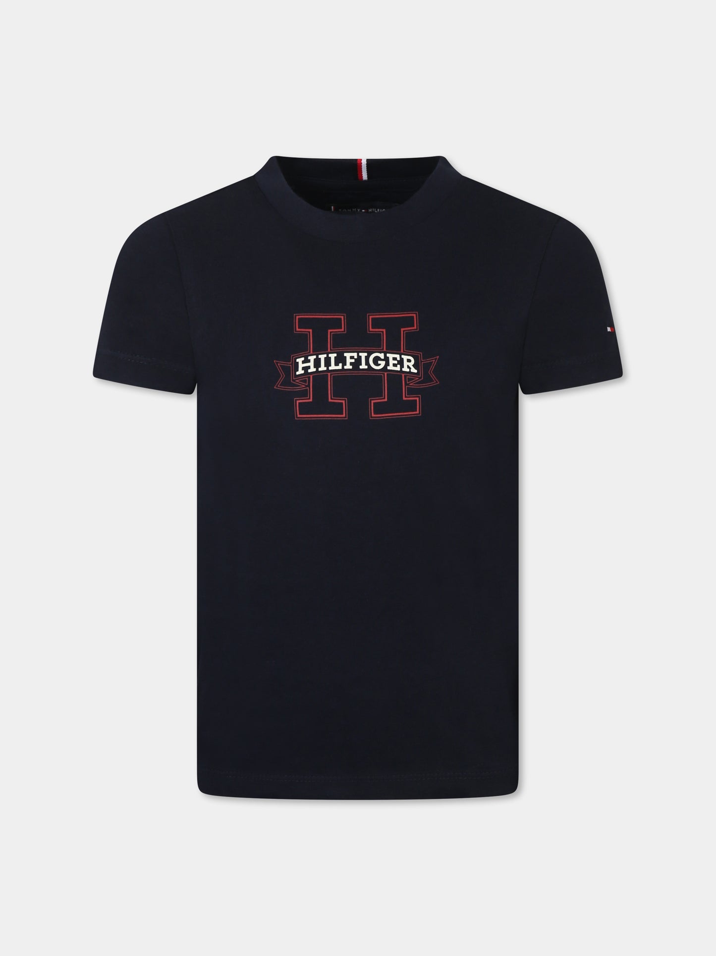 T-shirt blu per bambino con logo,Tommy Hilfiger Junior,KB0KB09028 DW5