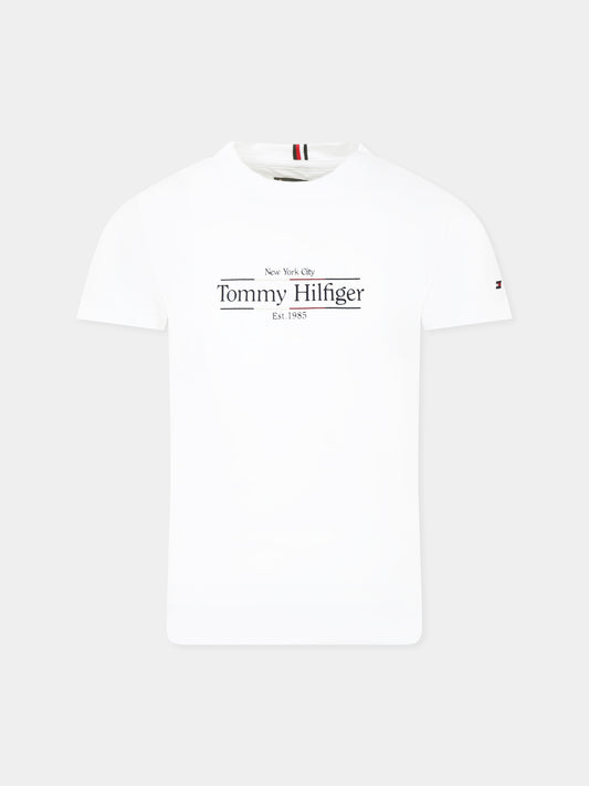 T-shirt bianca per bambino con logo,Tommy Hilfiger Junior,KB0KB09158 YBR