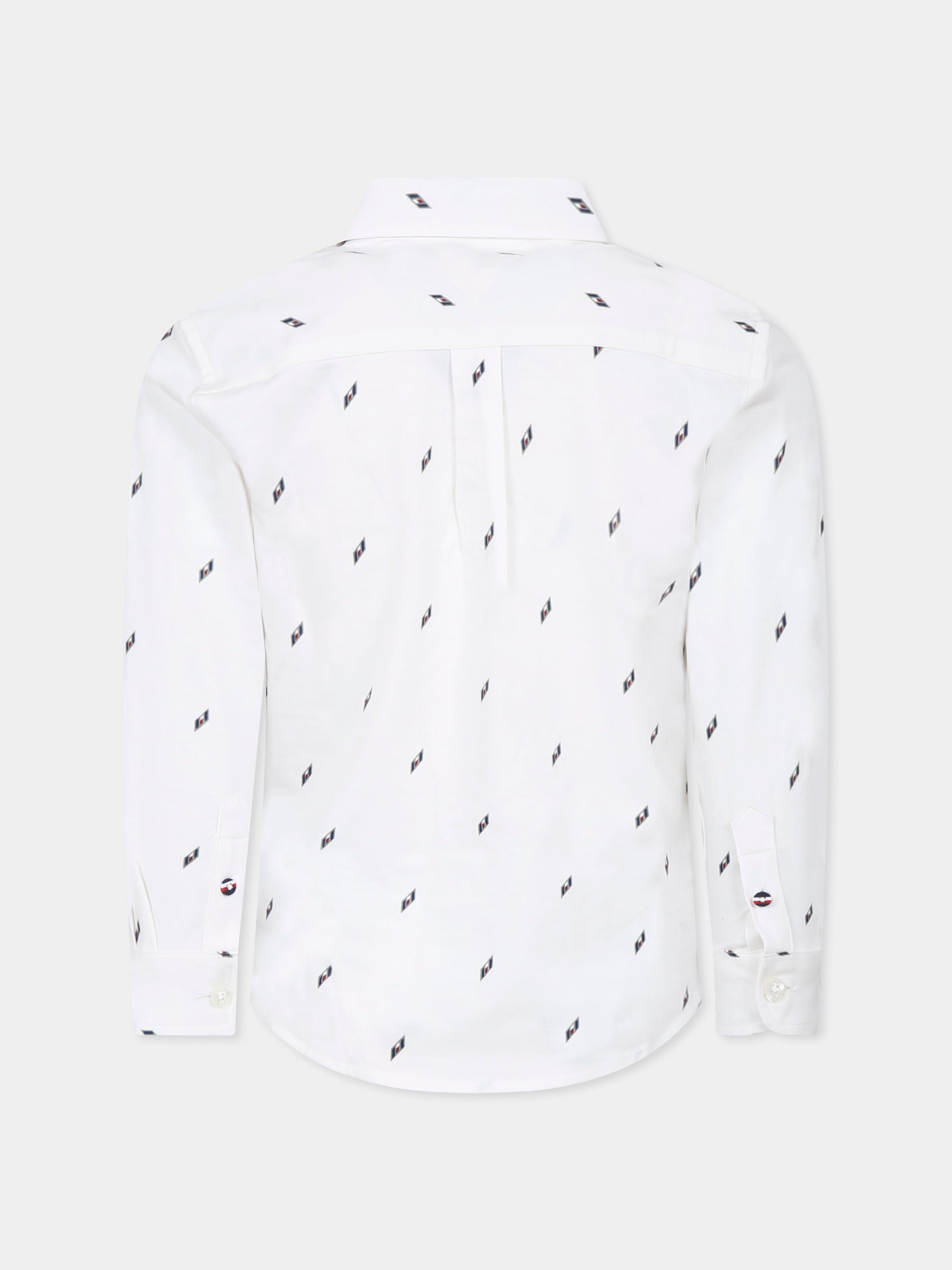 Camicia bianca per bambino con bandierina all over,Tommy Hilfiger Junior,KB0KB09267 YBS
