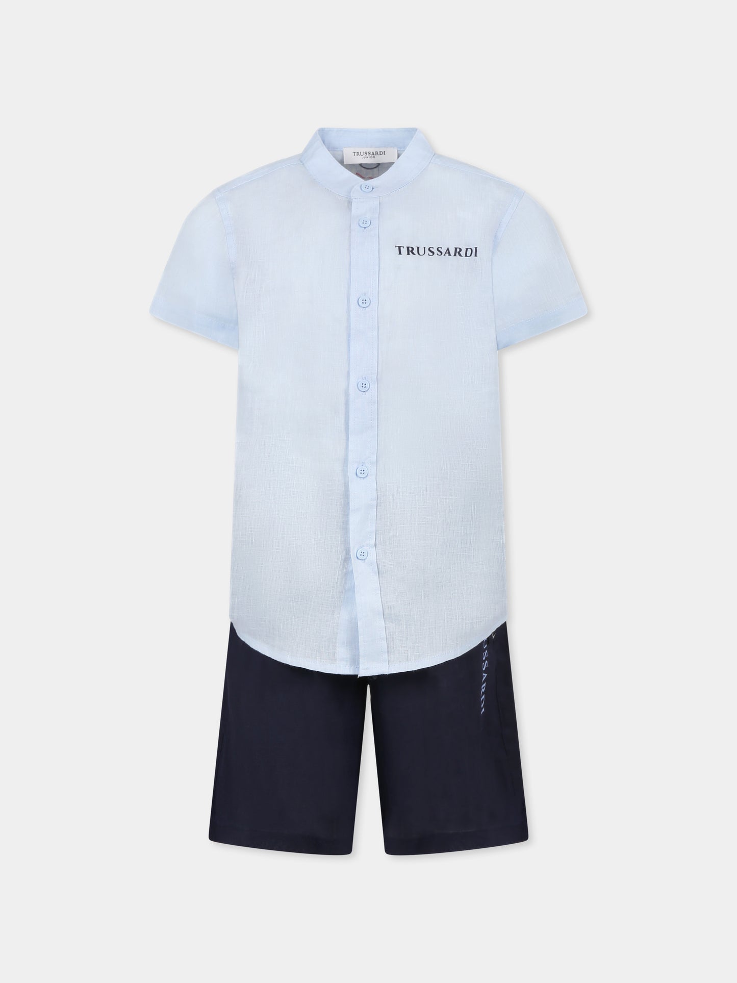 Completo azzurro per bambino con logo,Trussardi Junior,TBP25013CL AZURE DUST