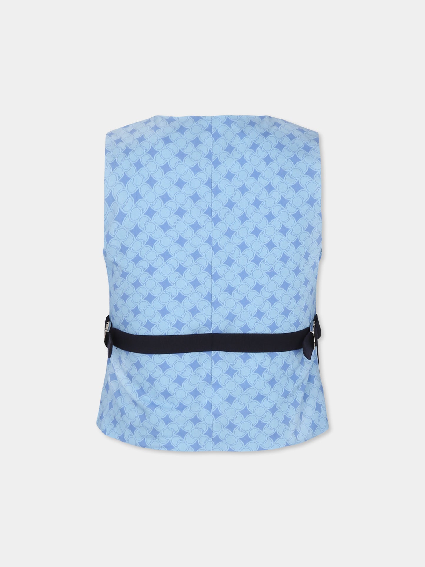 Blue waistcoat for boy with logo
