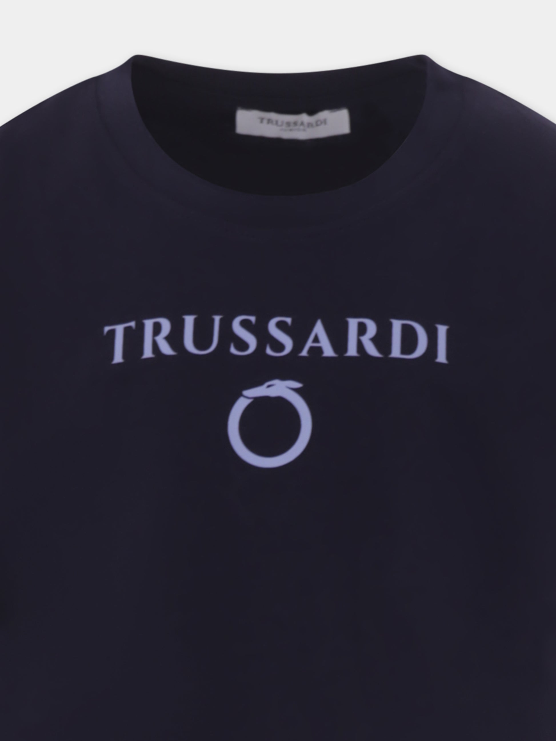 T-shirt blu per bambino con logo,Trussardi Junior,TBP25030TS BLUE NAVY