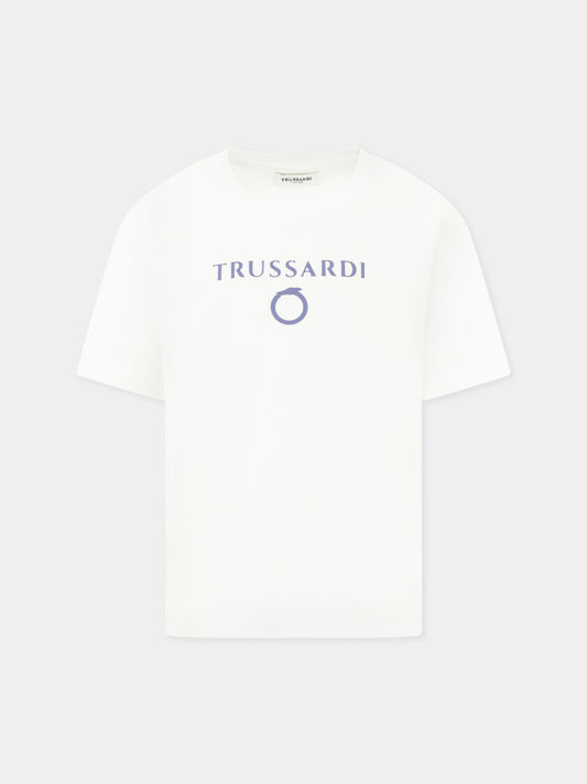 White t-shirt for boy with logo