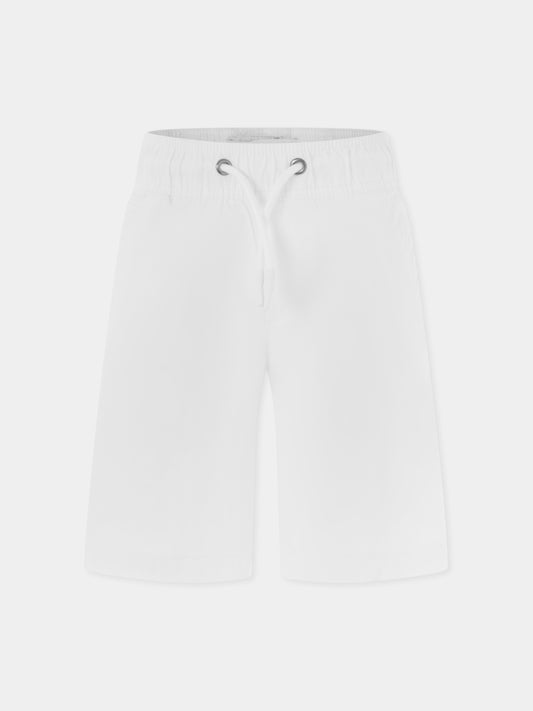 White shorts for boy with logo